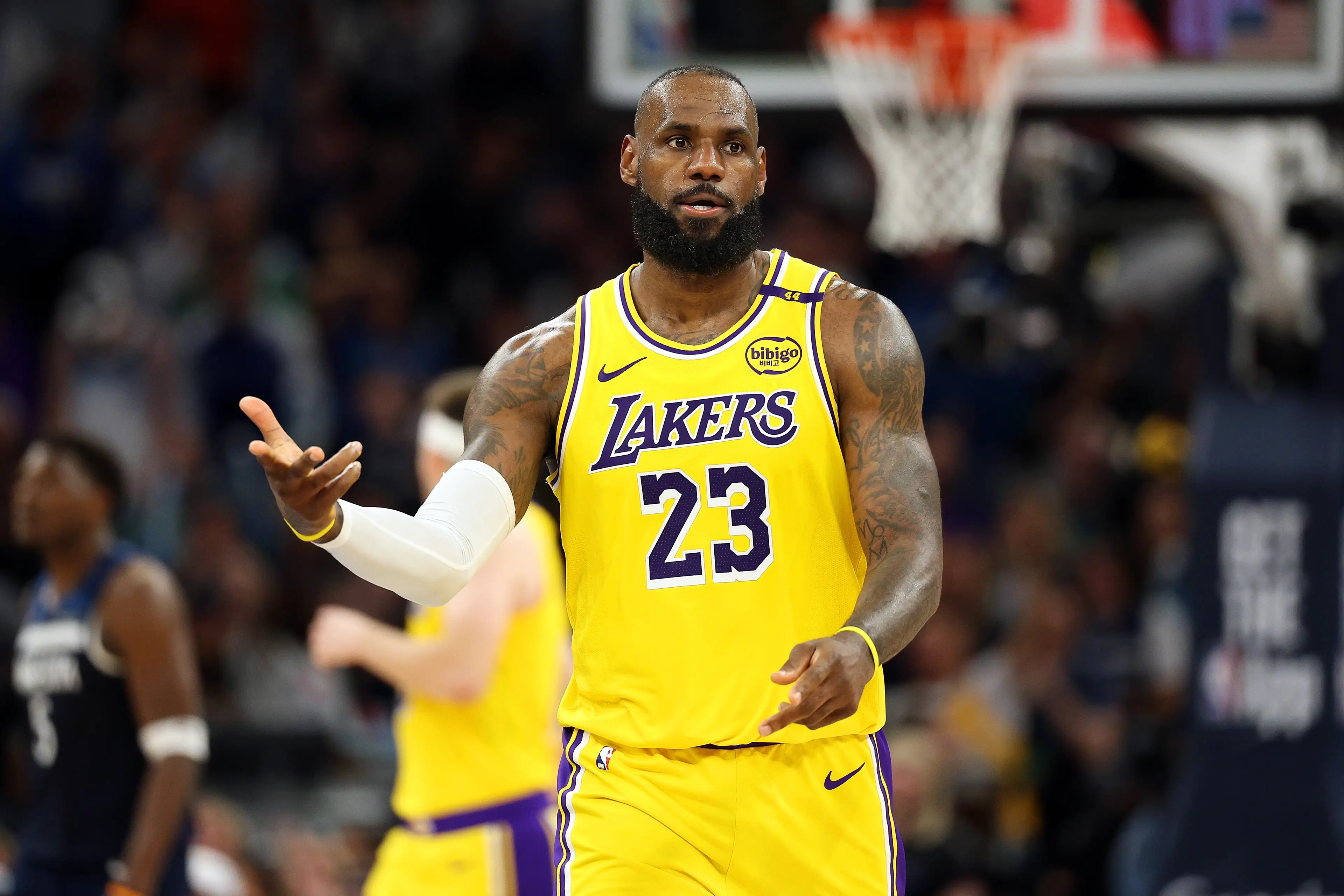 LeBron James playing for the LA Lakers. Image: David Berding / Stringer via Getty