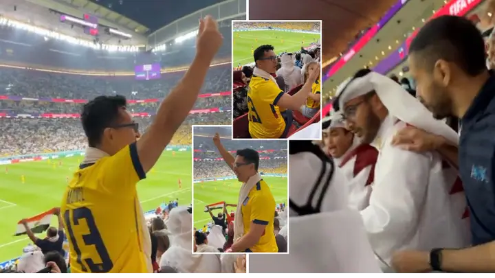 Viral video shows Ecuador fan gesturing to Qatar supporters that the World Cup is rigged