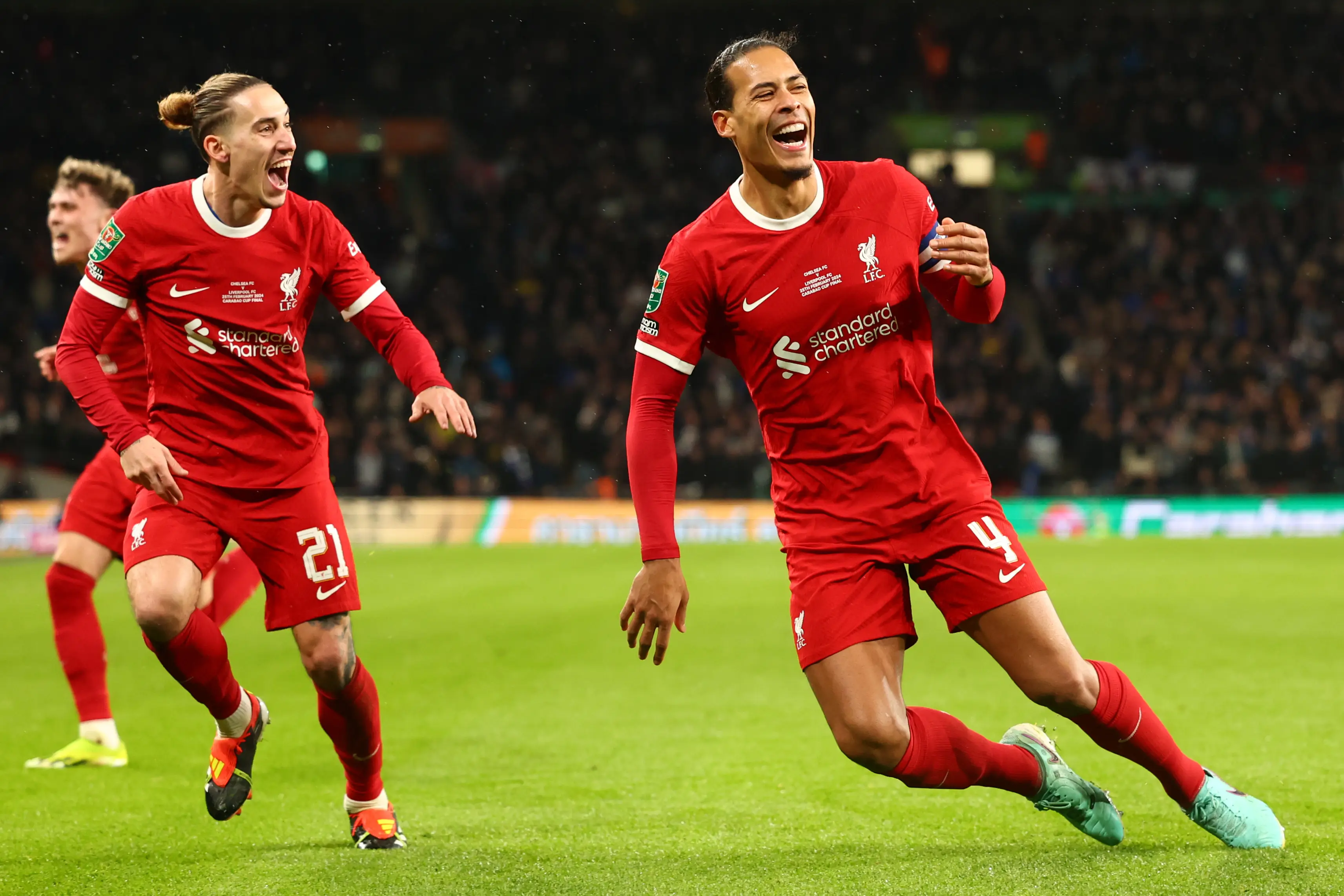 Virgil van Dijk and Kostas Tsimikas of Liverpool. (