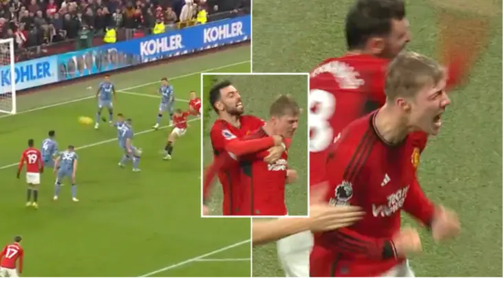 Rasmus Hojlund finally scores first Premier League goal for Man Utd, there was pure relief inside Old Trafford