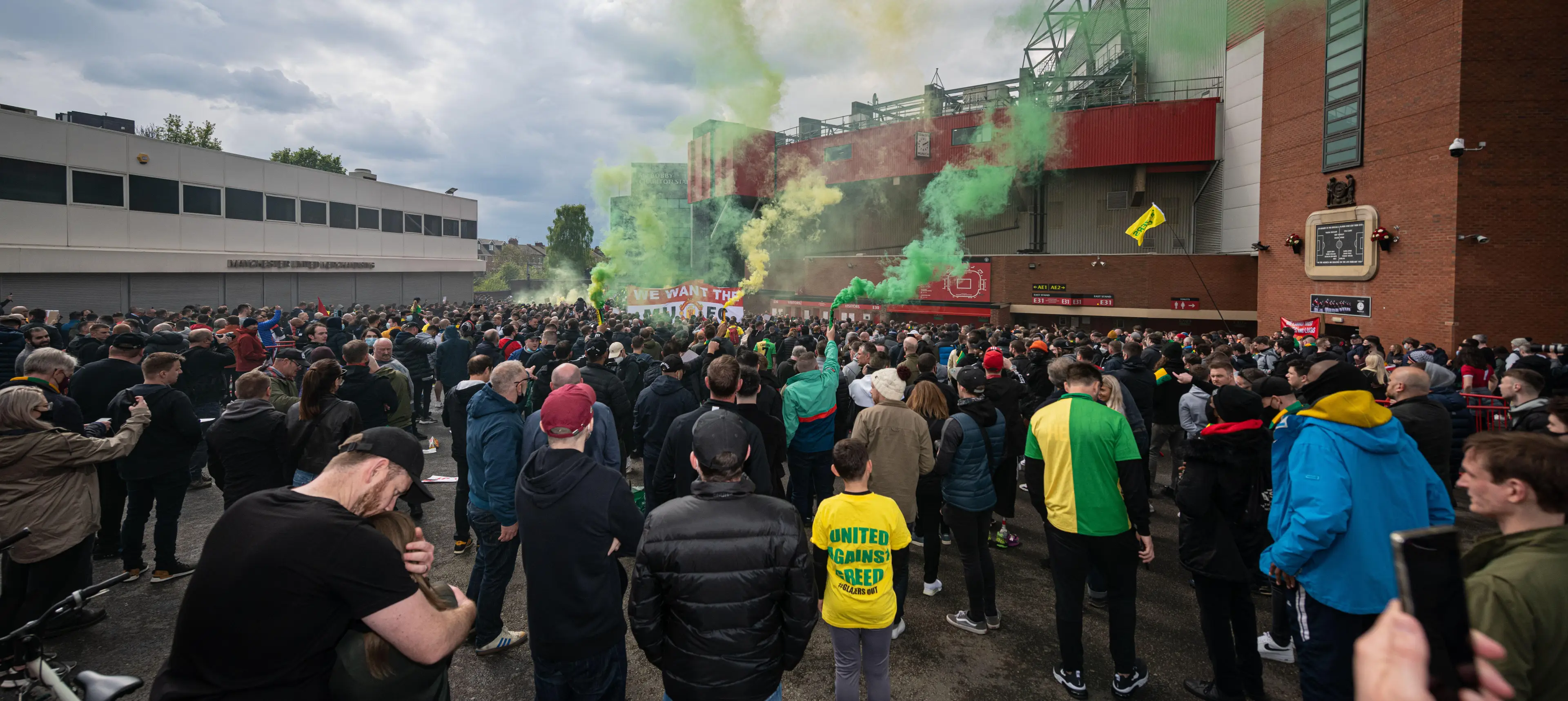 Manchester United supporters' protest which led to their game against Liverpool being postponed. (Alamy)