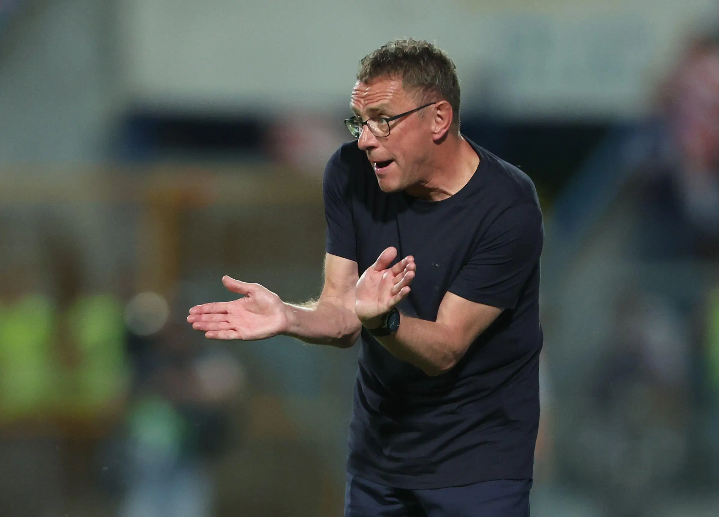 Ralf Rangnick coaching his first game and victory as Austria manager against Croatia |