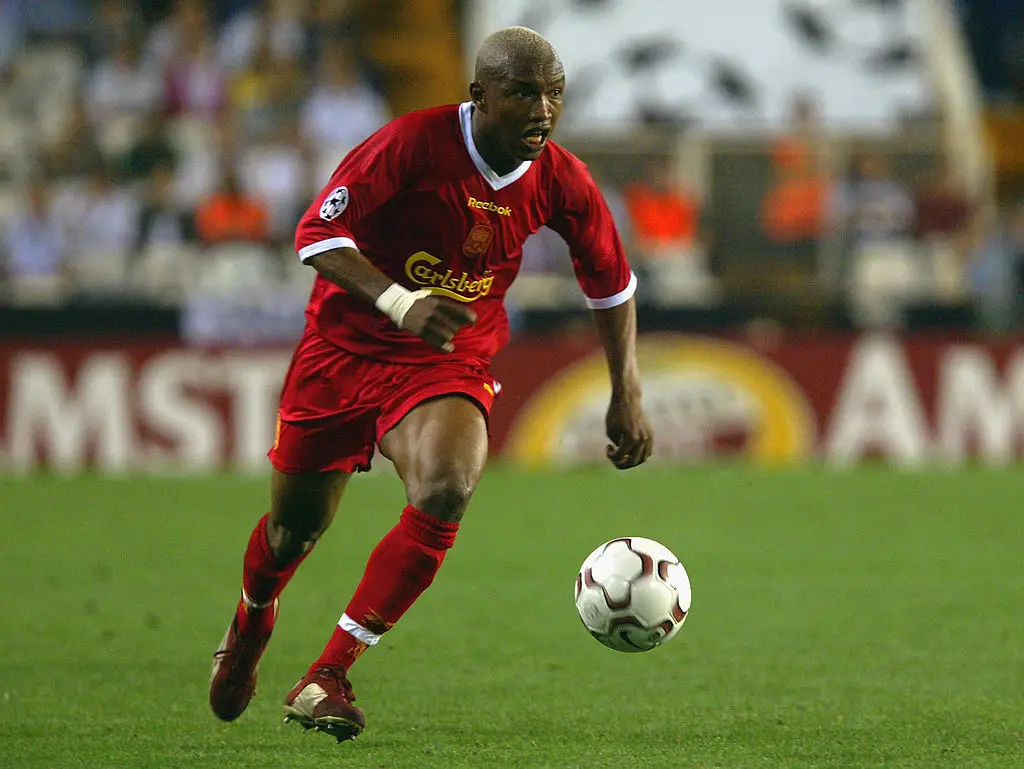 El Hadji Diouf in action for Liverpool in 2002 (Credit:Getty)