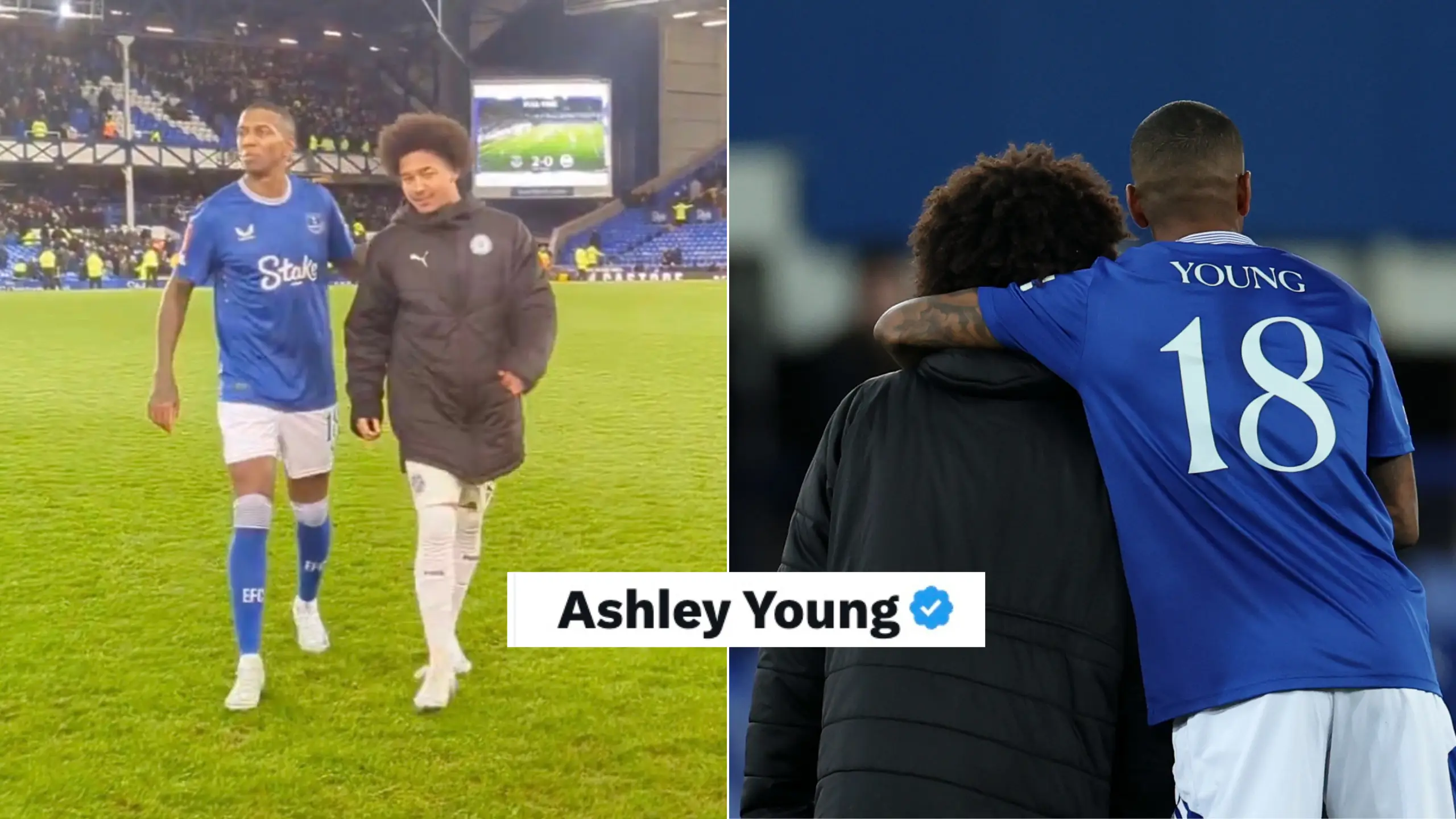 Ashley Young makes feelings clear after teenage son Tyler was unused substitute in FA Cup clash between Everton and Peterborough