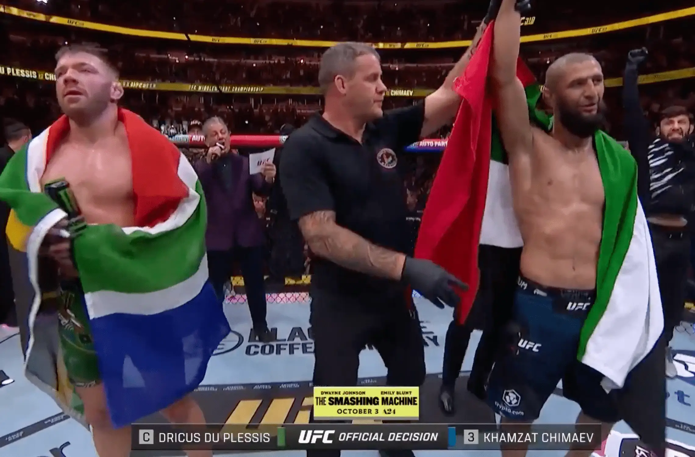 Chimaev defeated Du Plessis via decision (Image: UFC)