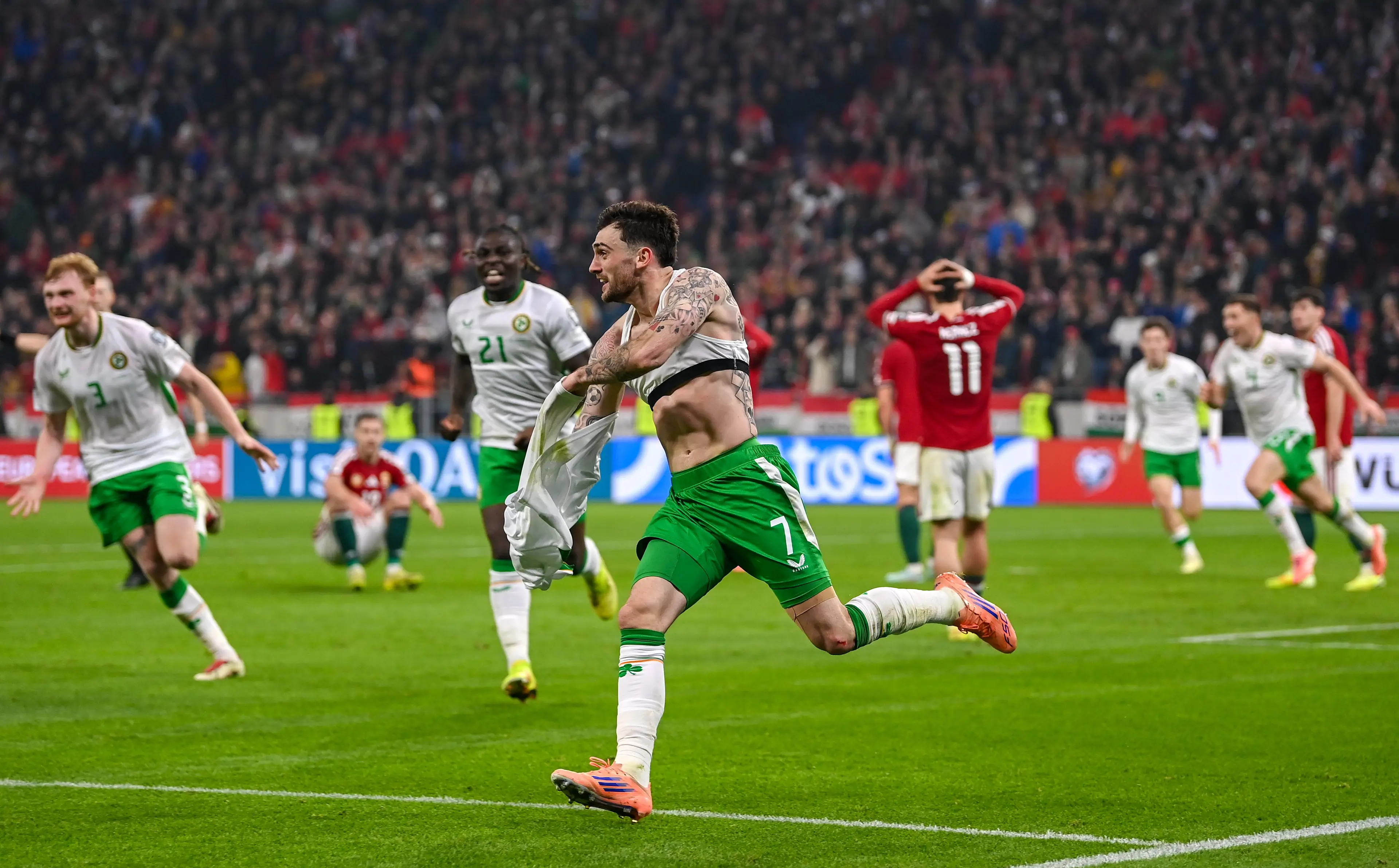 Troy Parrott's hat-trick ensured victory over Hungary and kept World Cup dreams alive. (Image: Getty)