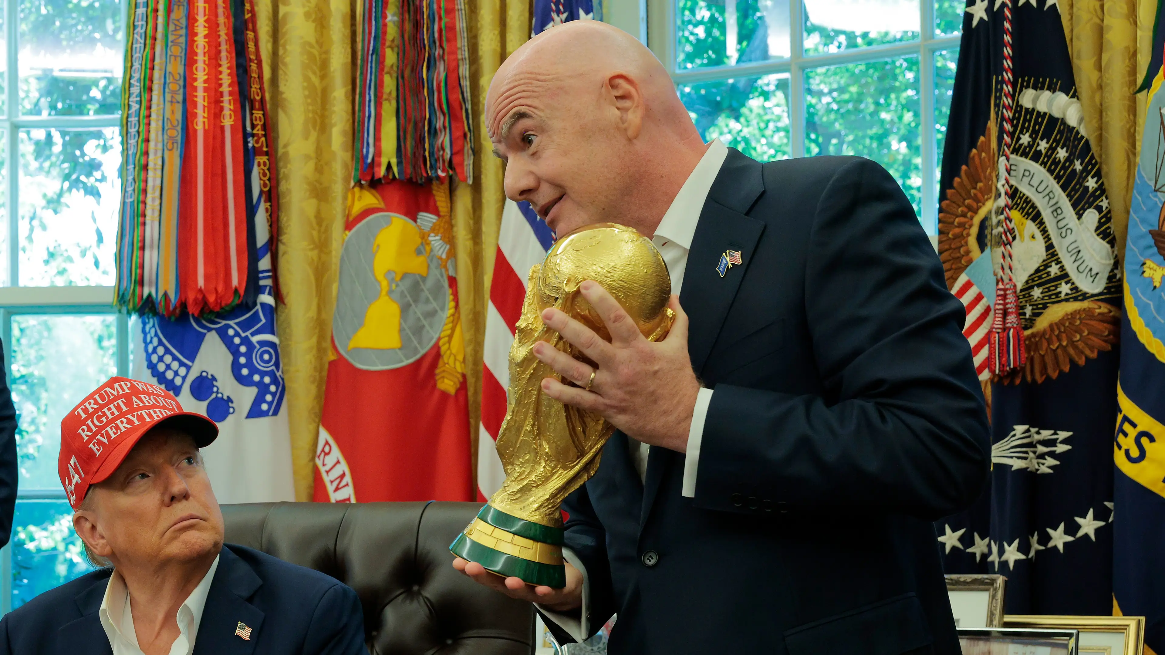 US President Donald Trump believes it would not be "appropriate" for Iran to take part in the 2026 World Cup. Image credit: Getty