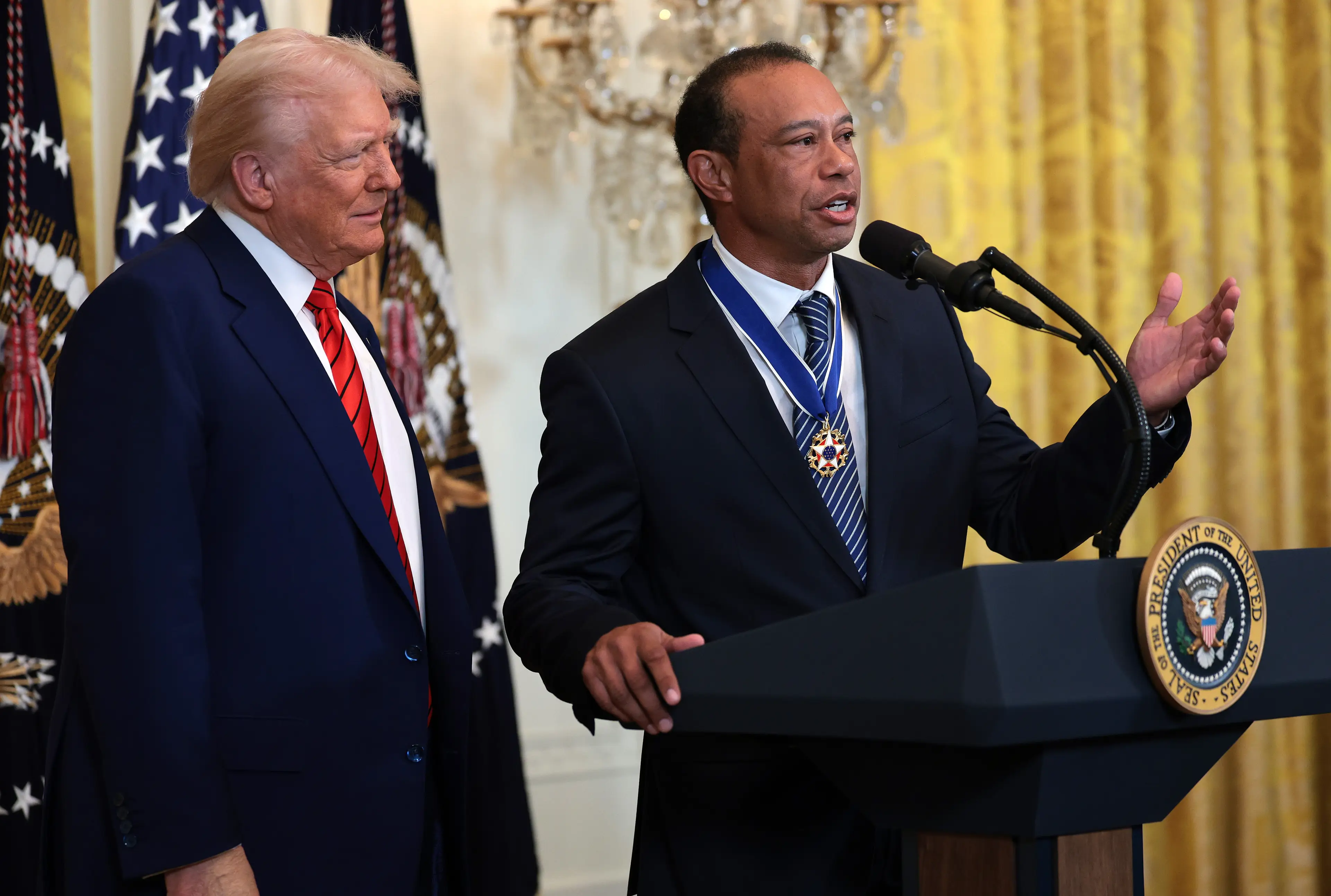 Tiger Woods met with Donald Trump last month. Image: Getty
