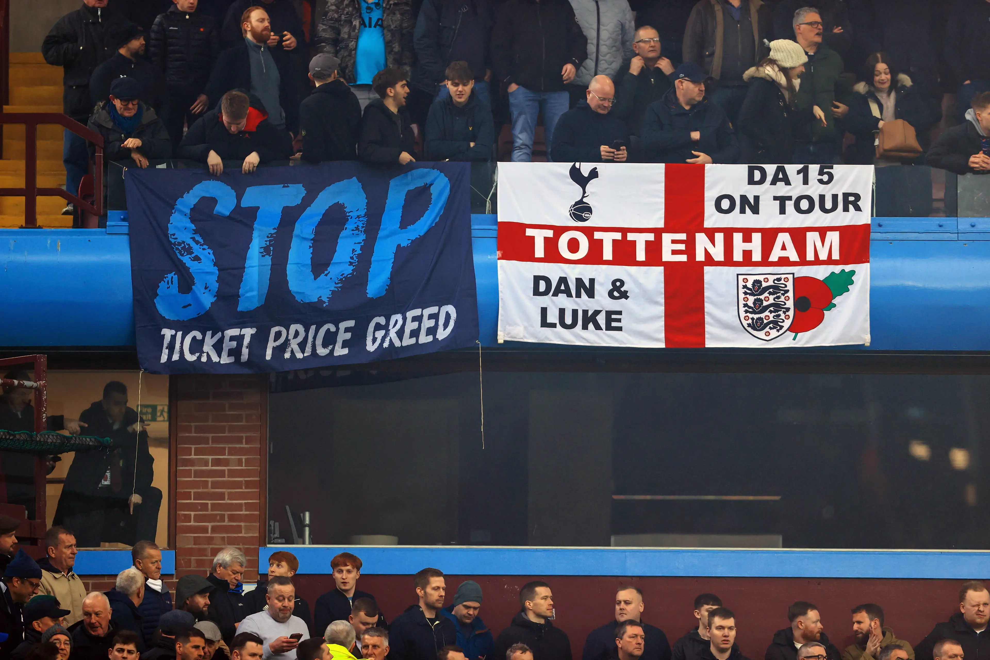 Spurs fans protest as Aston Villa.
