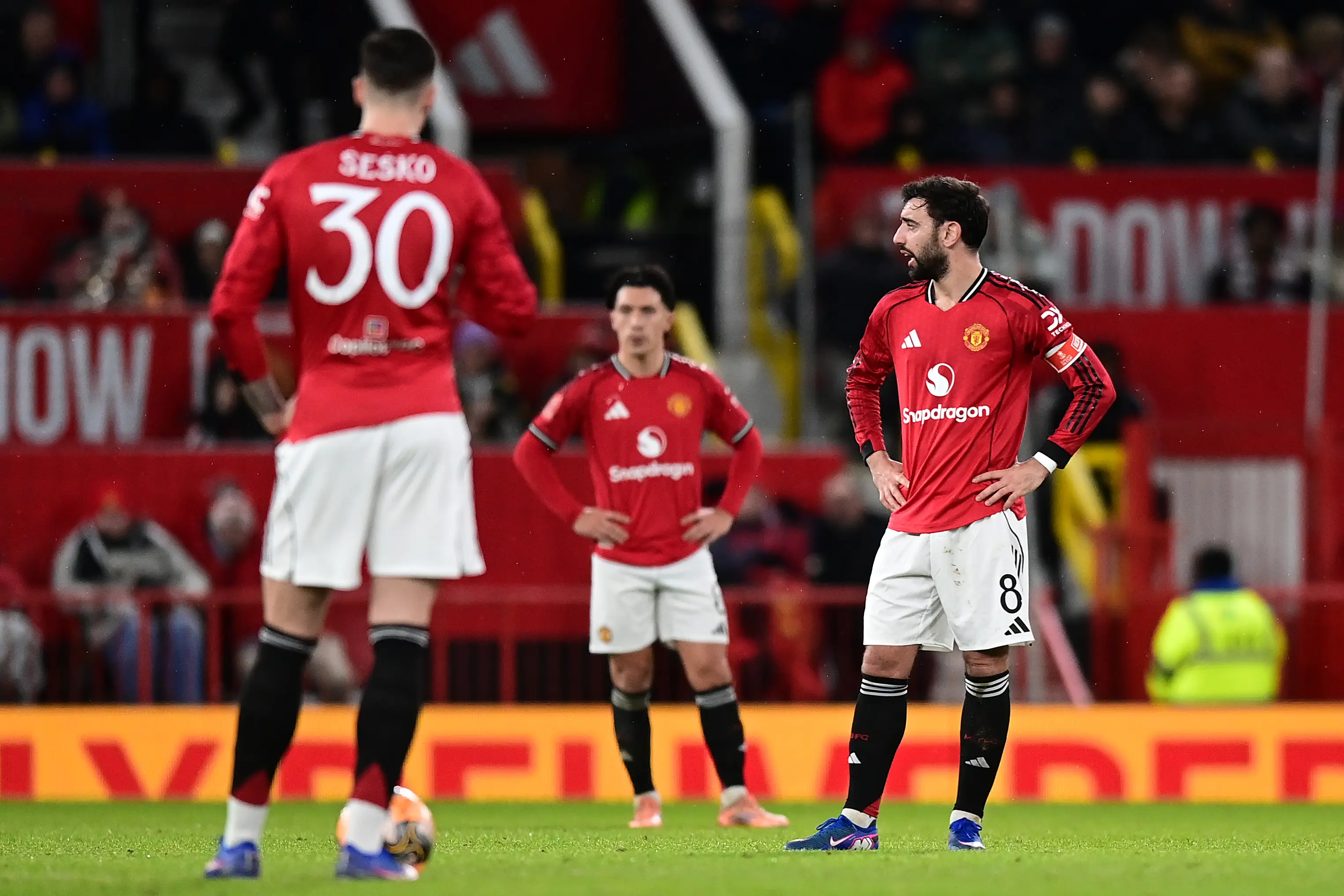 Manchester United were eliminated from the FA Cup following their 2-1 home defeat to Brighton. Image: Getty 