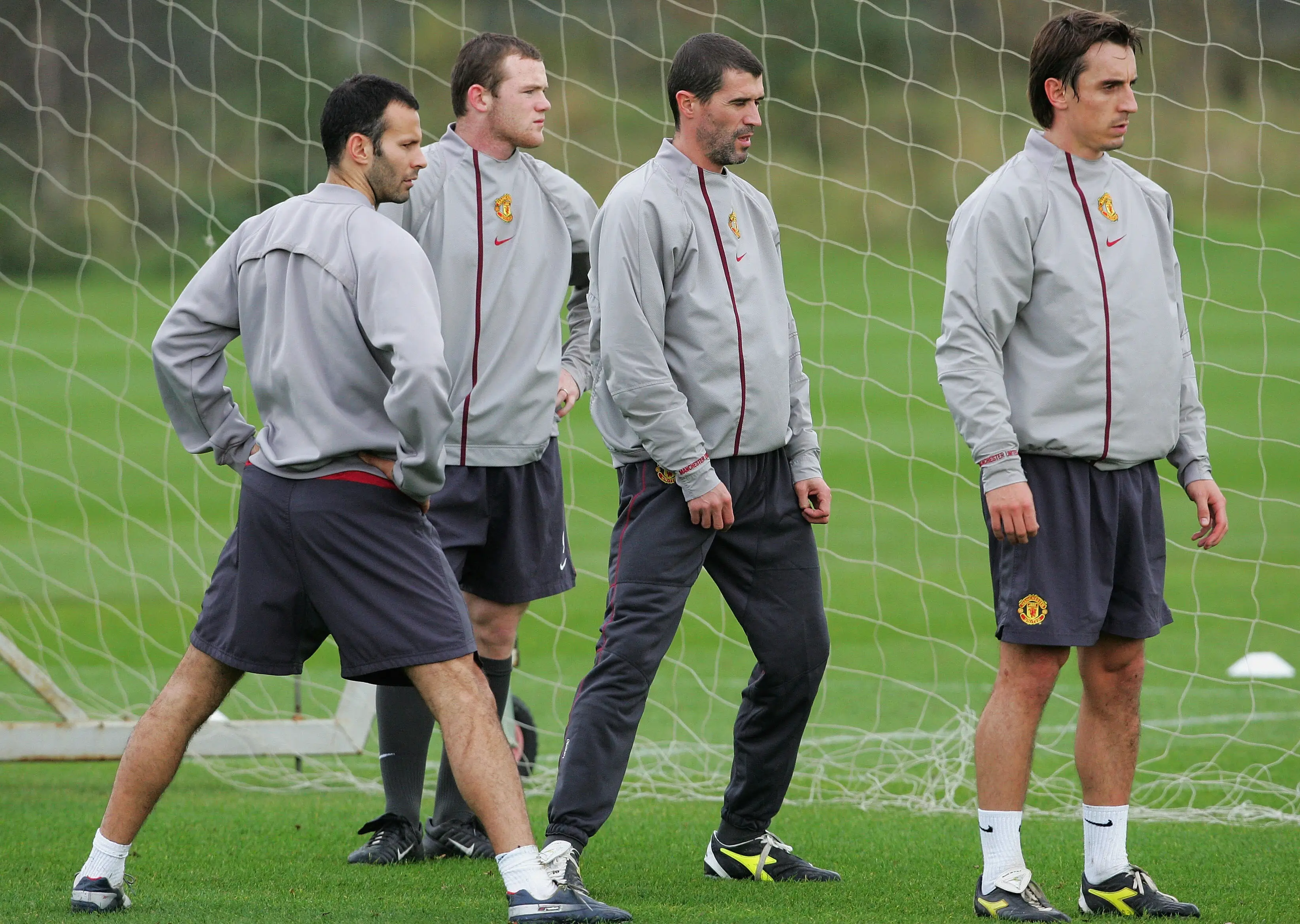 Keane pictured alongside Neville, Ryan Giggs and Wayne Rooney. Image credit: Getty