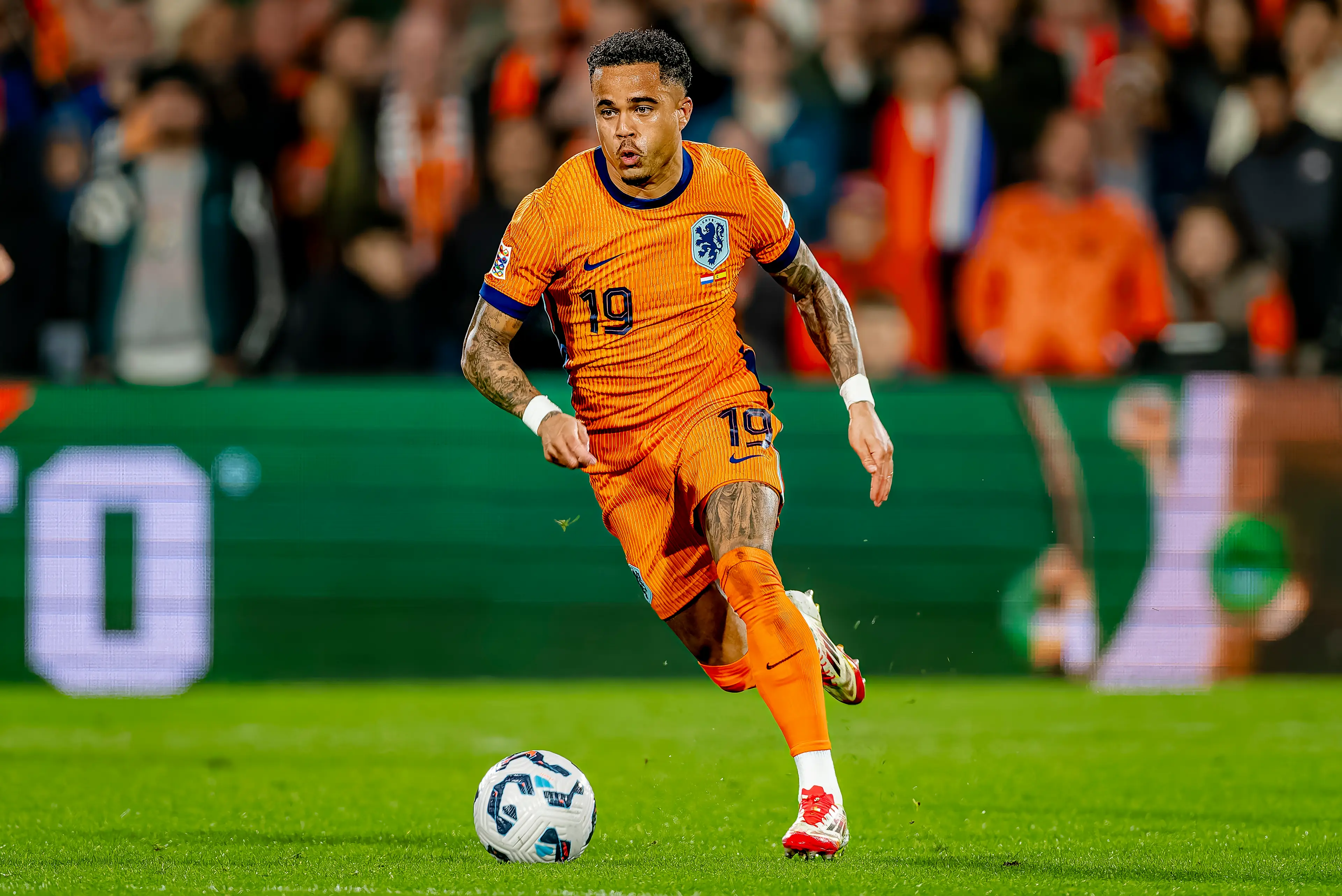 Justin Kluivert in action for the Netherlands. Image: Getty