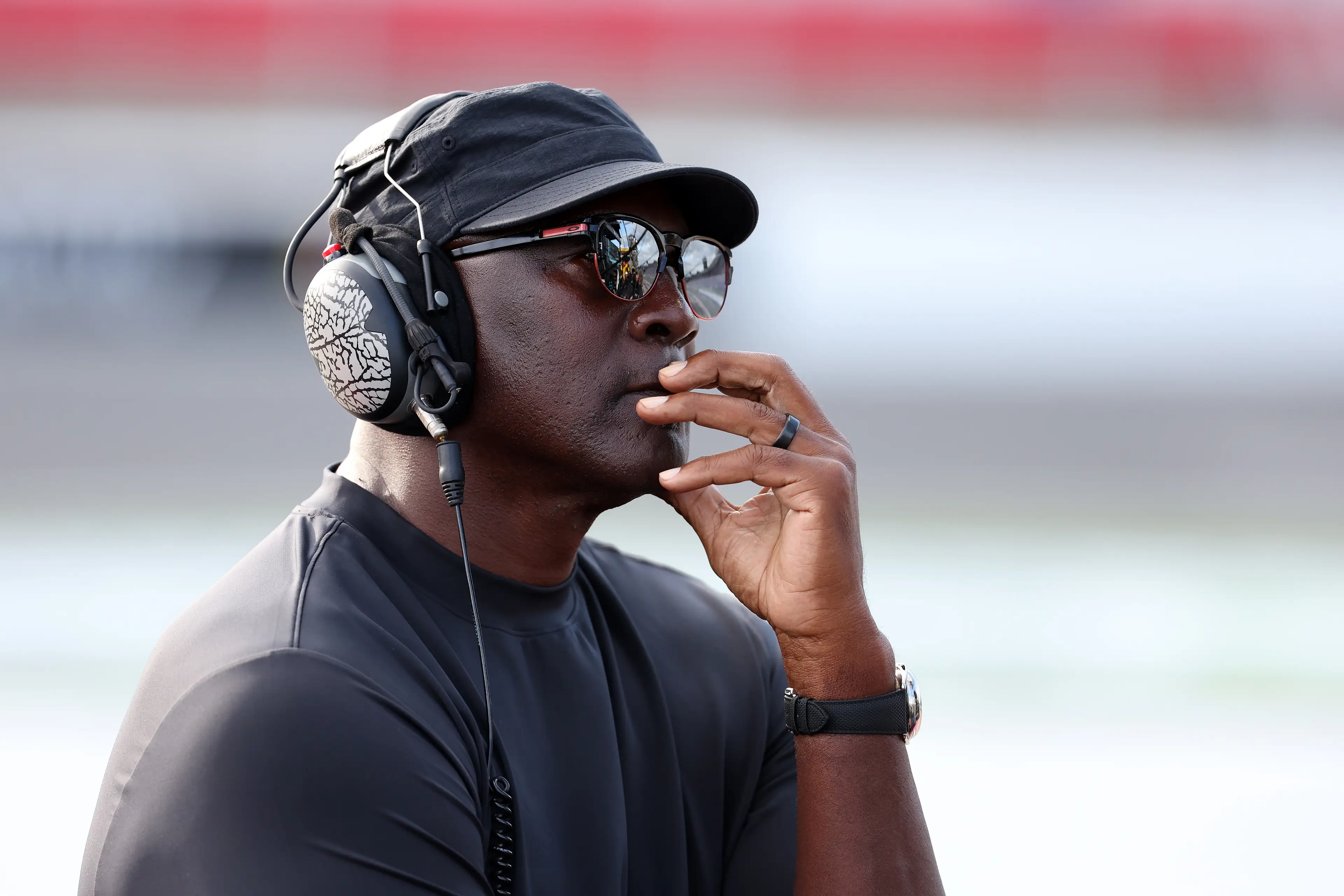 Michael Jordan watching NASCAR. Image: Getty