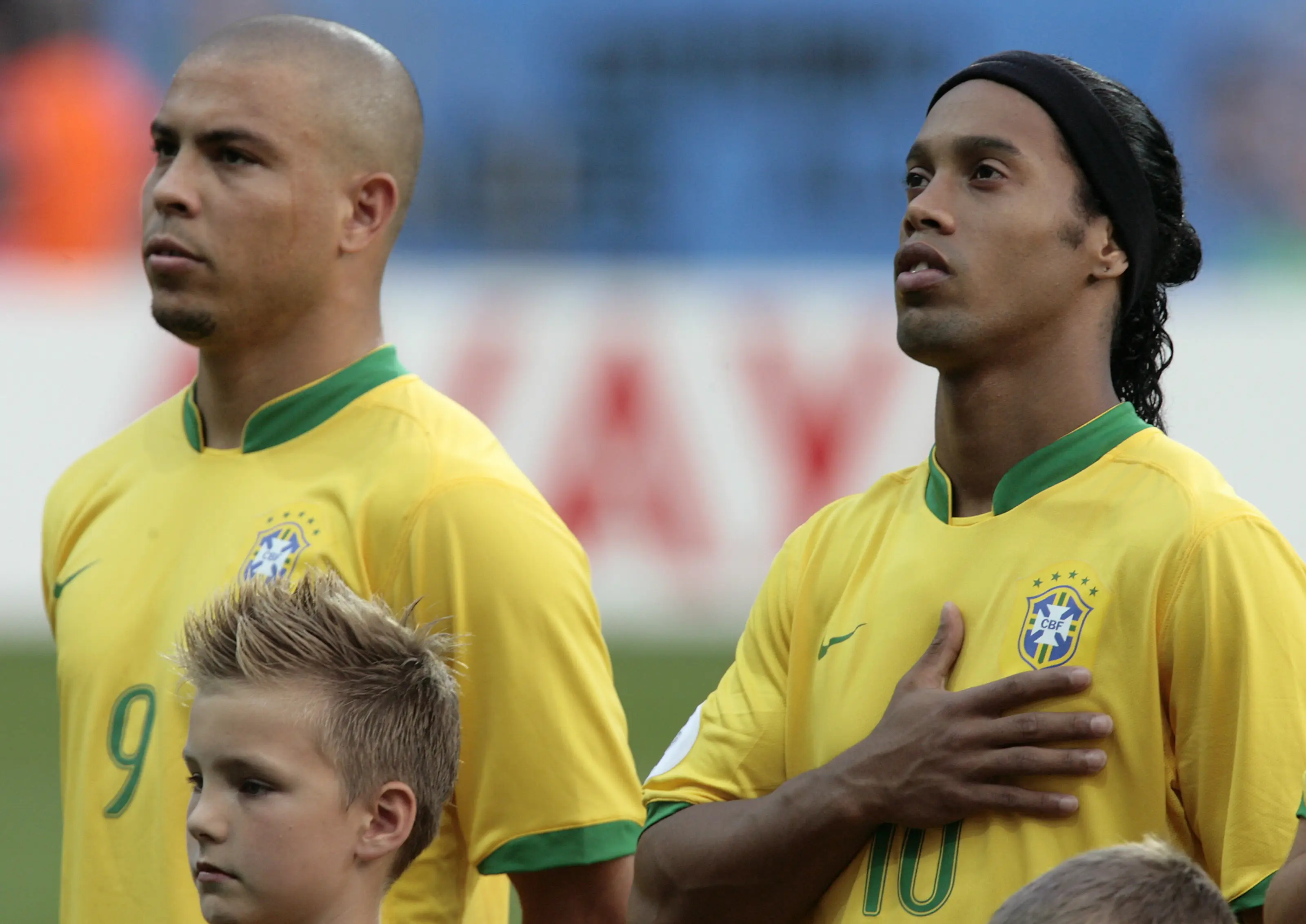 Ronaldo Nazario and Ronaldinho played together for Brazil. Image: Getty