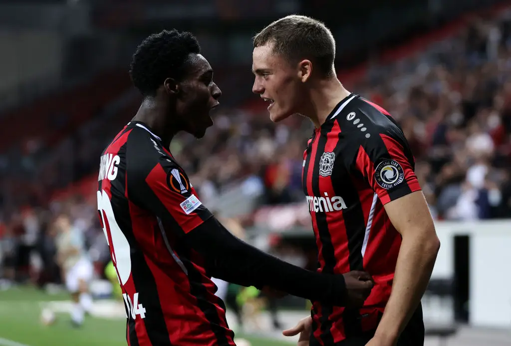 Bayer Leverkusen stars Florian Wirtz and Jeremie Frimpong will reportedly join Liverpool. (Image: Getty)