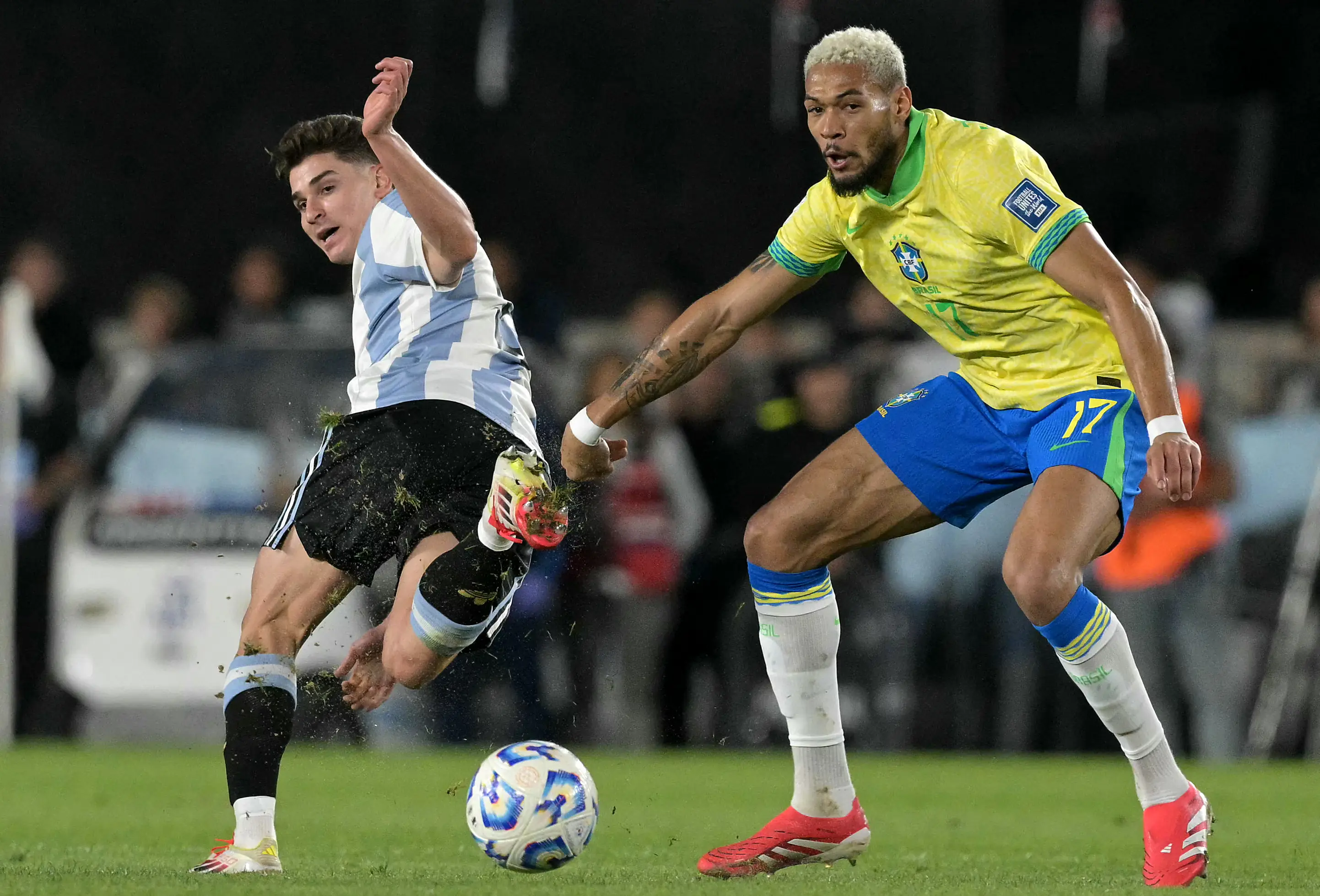 Joelinton in action for Brazil against Argentina. Image: Getty