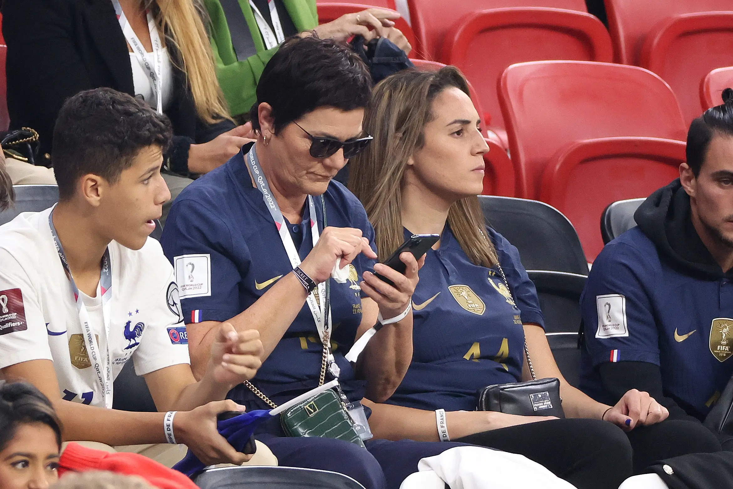 Veronique Rabiot in attendance for England vs. France at the 2022 World Cup. Image: Getty