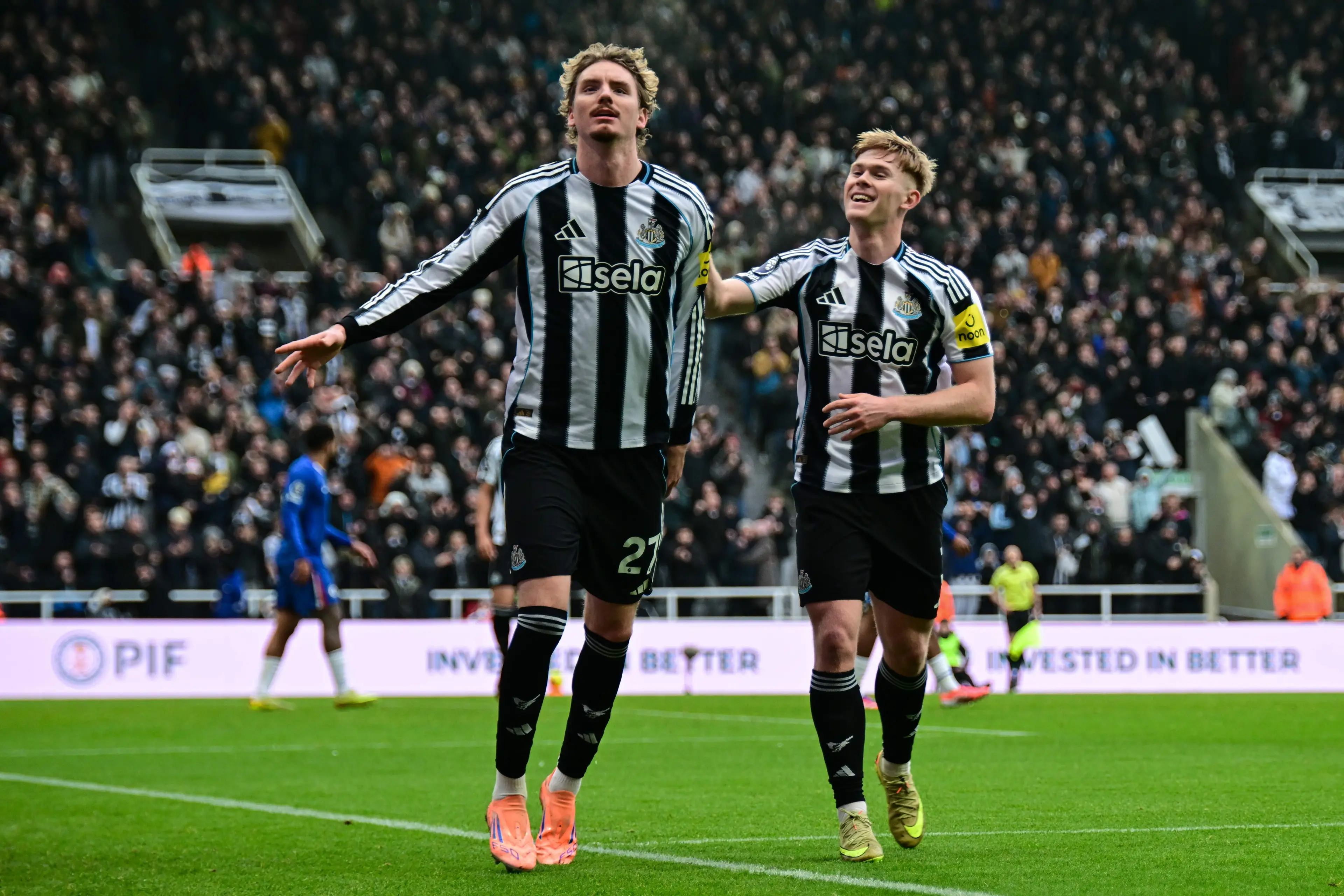 Nick Woltemade opened the scoring for Newcastle against Chelsea. Image: Getty