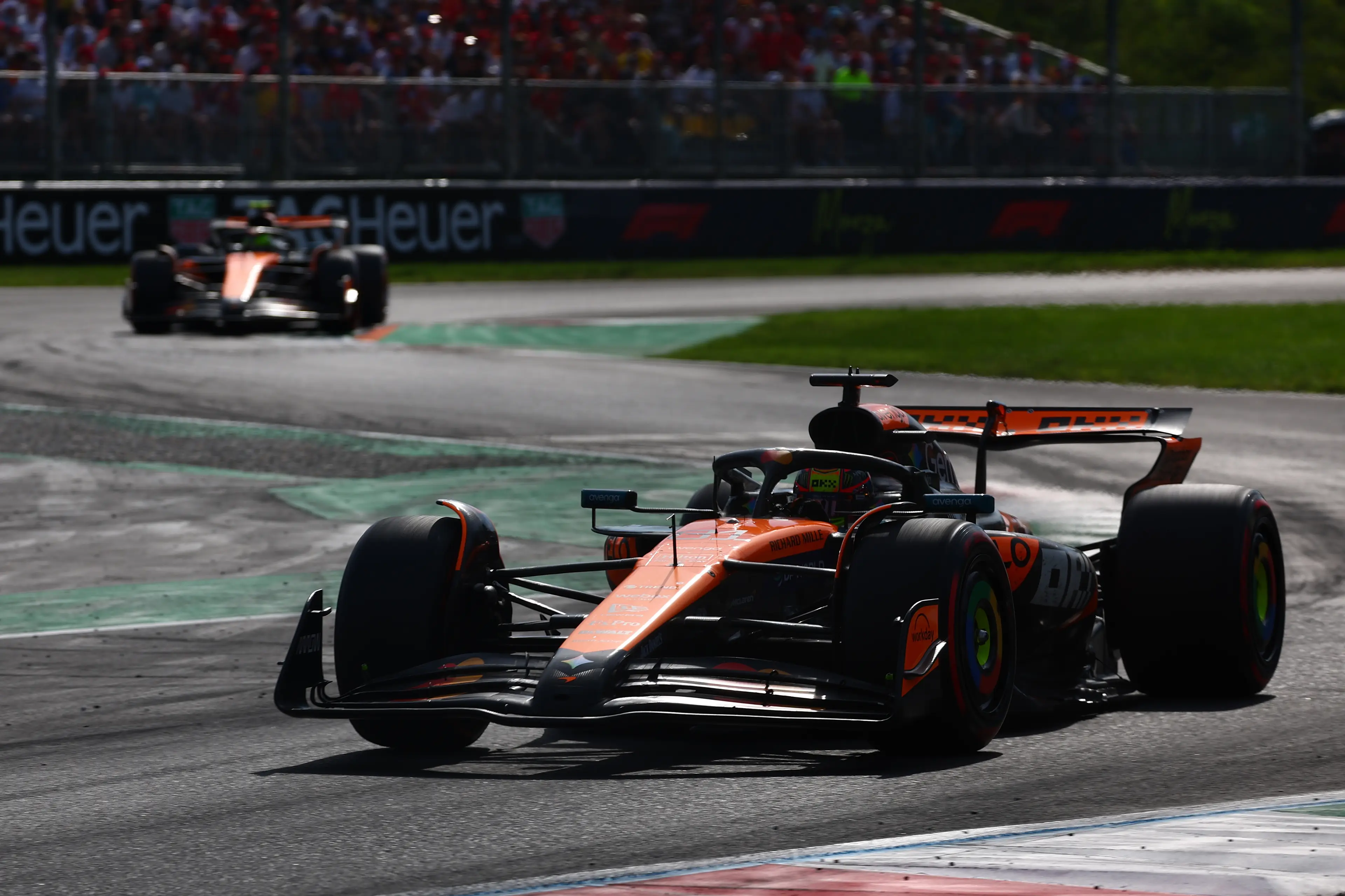 McLarens racing at the Italian GP. Image: Joe Portlock / Stringer via Getty
