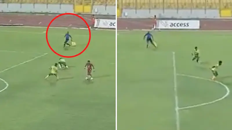 The Hilarious Moment Linesman Gets Lost In Excitement During Ghanaian Premier League Game