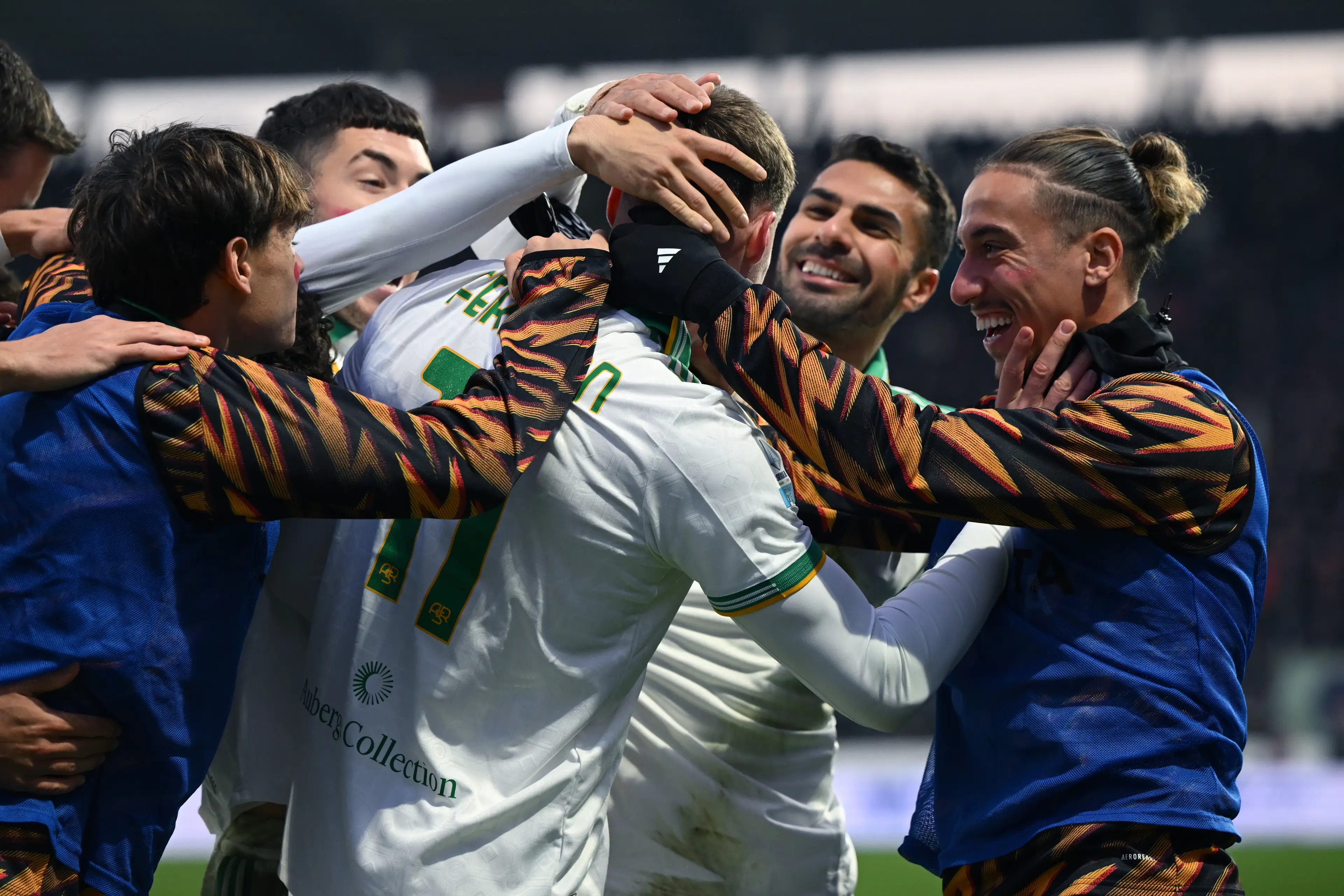 Ferguson after scoring his first competitive goal for Roma in November. Image credit: Getty