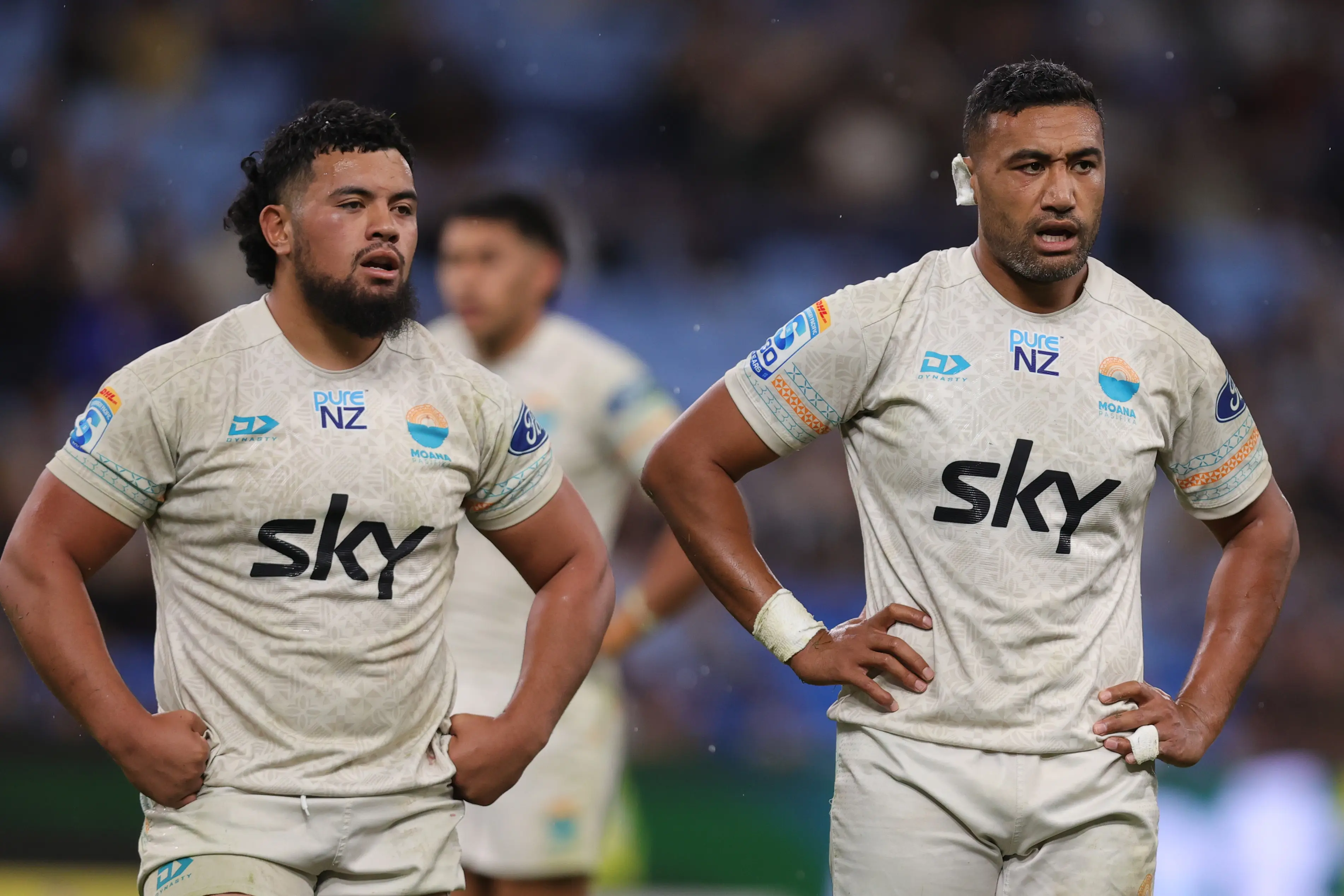 Jimmy Tupou of Moana Pasifika looks on during the round 10 Super Rugby match between NSW Waratahs and Moana Pasifika (Getty Images)