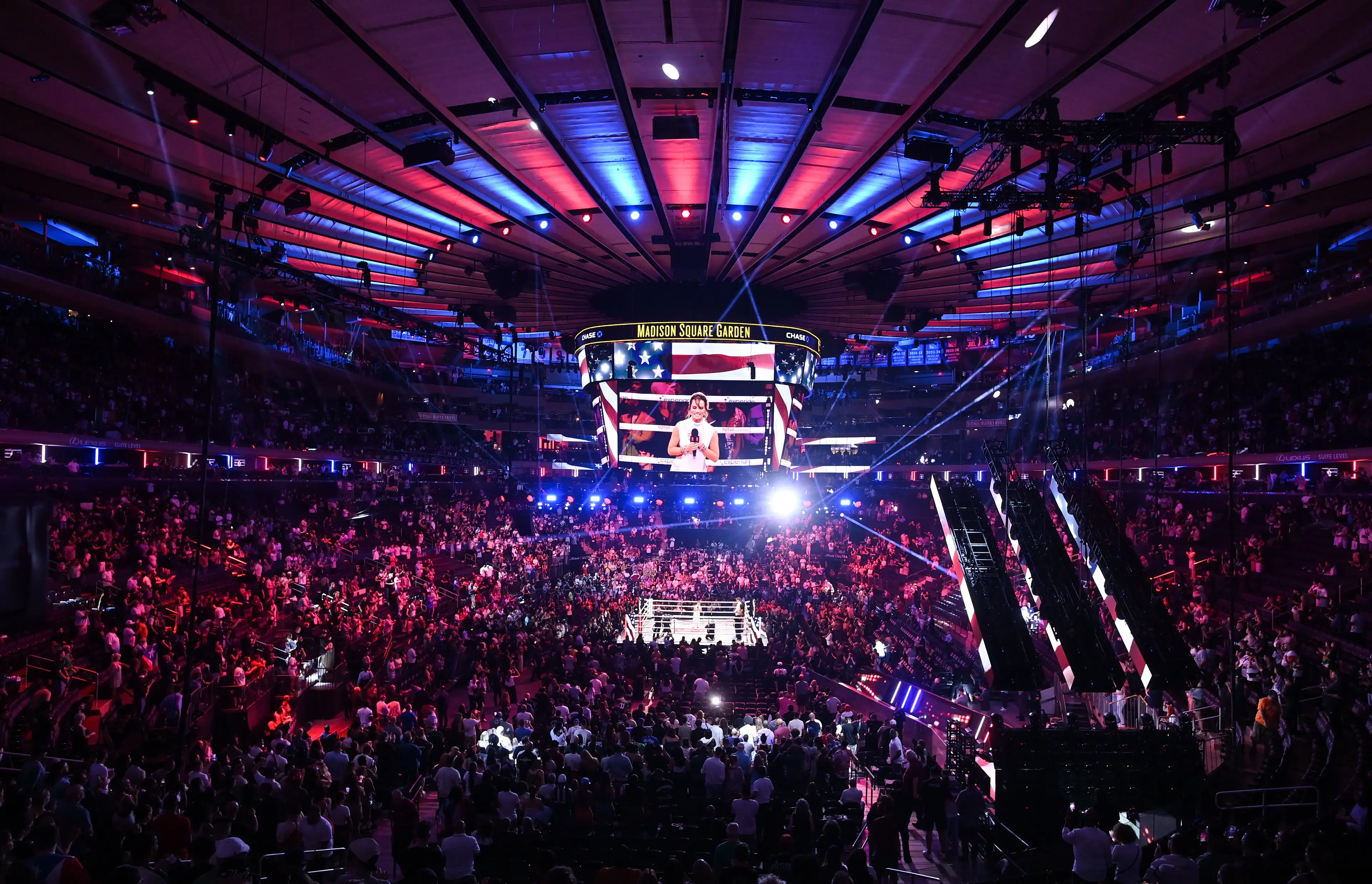 American singer-songwriter and actress JoJo performs the national anthem before the undisputed super lightweight championship fight between Katie Taylor and Amanda Serrano at Madison Square Garden in New York, USA. ( Getty Images)