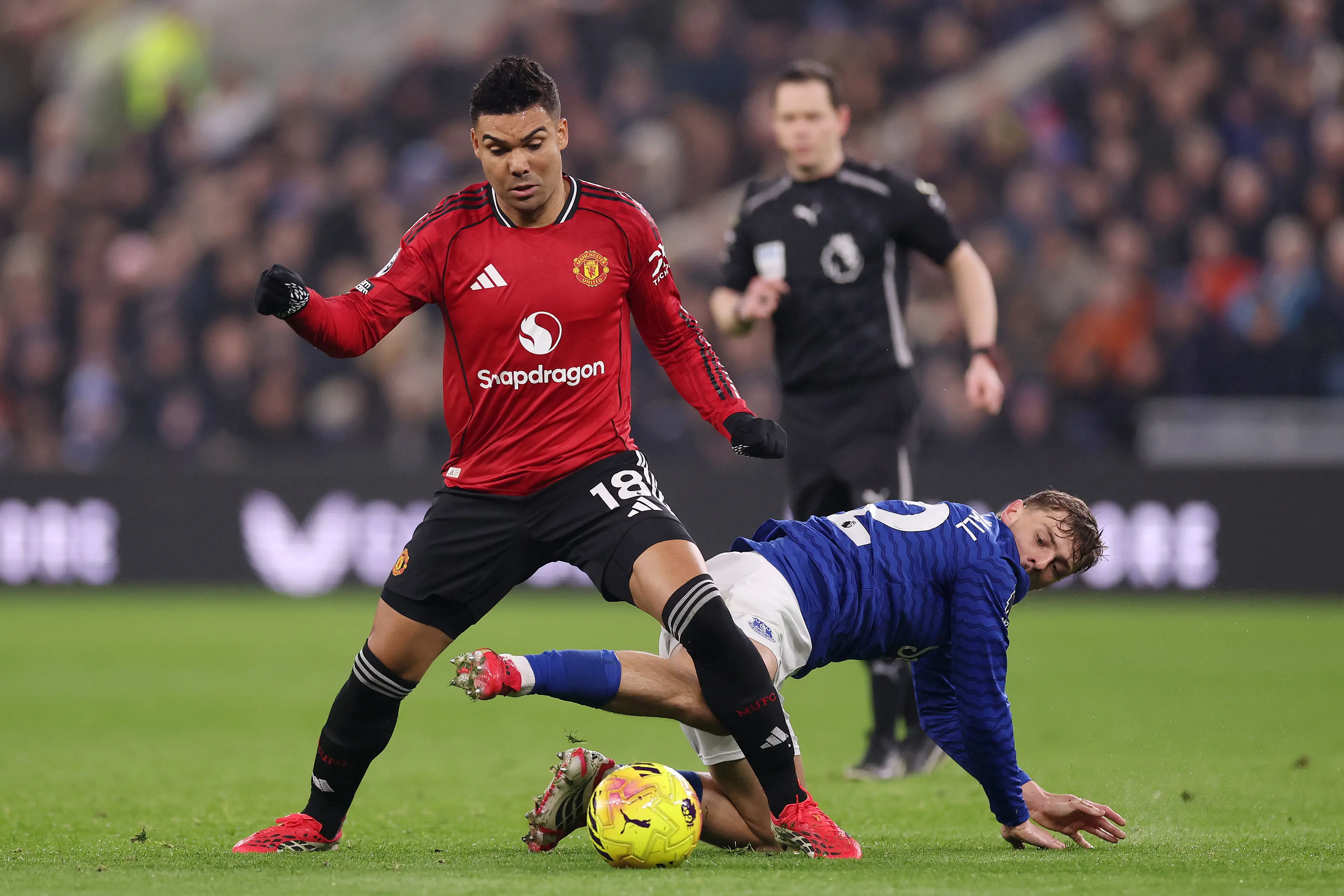 Casemiro in action for Manchester United against Everton. Image: Getty 