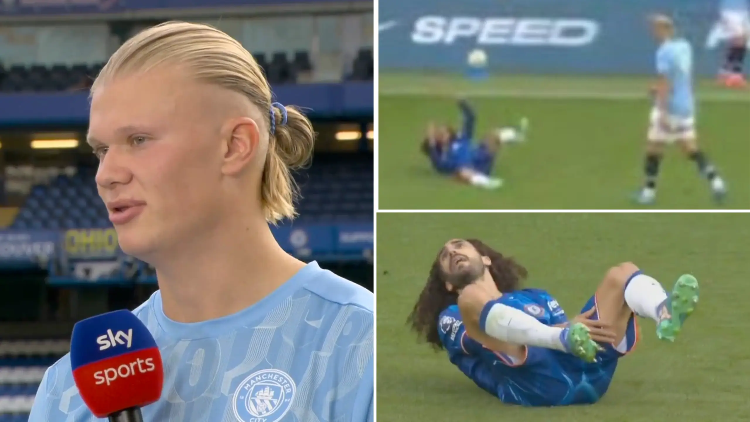 Erling Haaland hits back at Marc Cucurella in his post-match interview after he ignored Chelsea defender during game