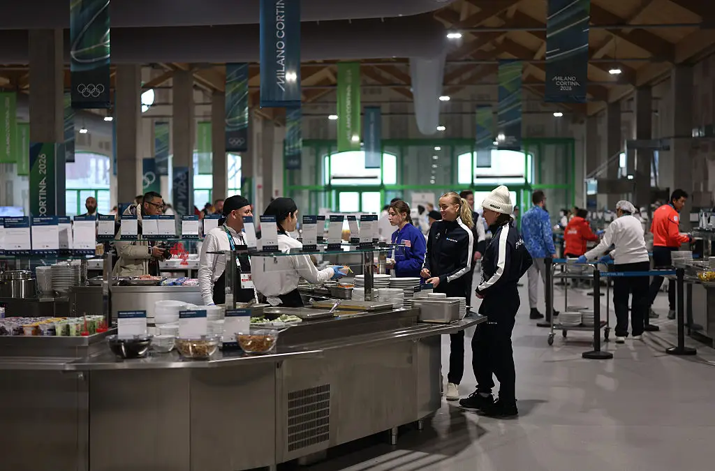 The canteen at the Milan-Cortina Olympic Village (Credit:Getty)