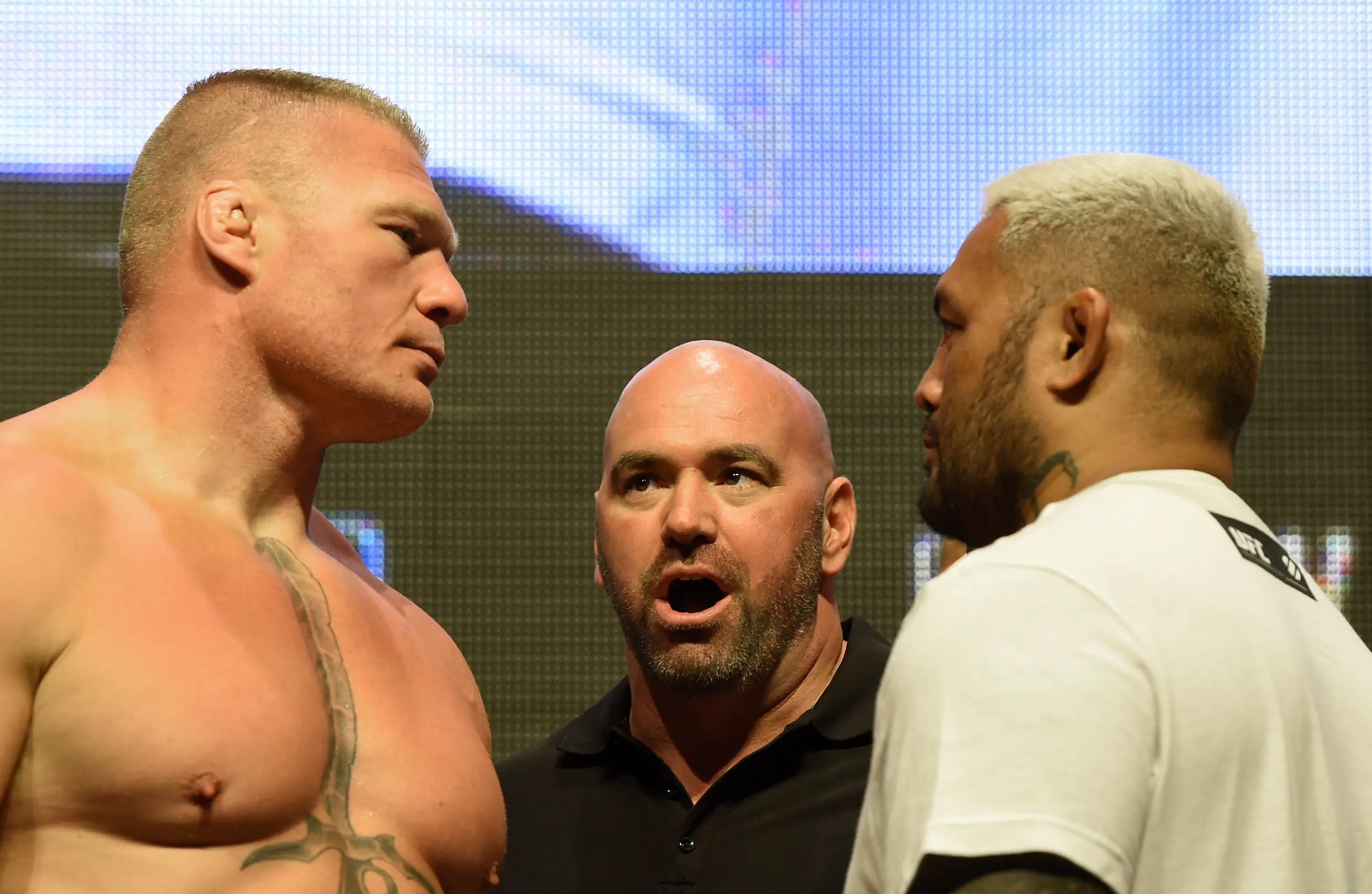 White alongside Lesnar and Mark Hunt in 2016. (Image