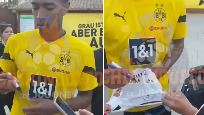 Jude Bellingham fuels transfer speculation by signing Real Madrid shirt