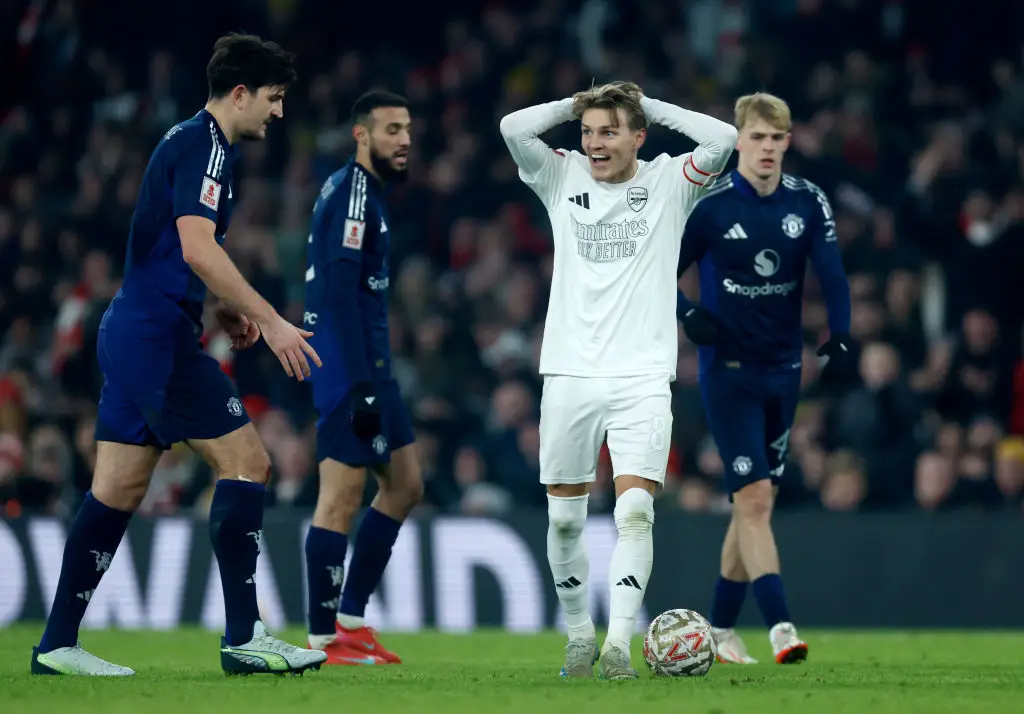 Arsenal captain Martin Odegaard failed to put his side ahead after missing a penalty in the second half of the match. (Image: Getty)