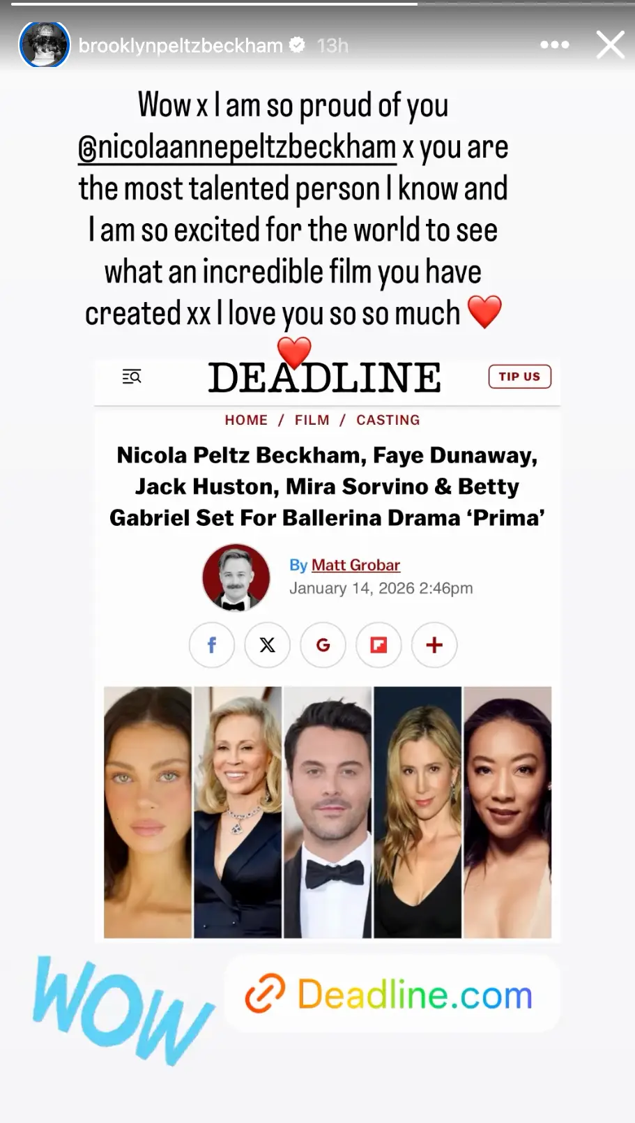 Brooklyn Beckham posted to his Instagram story (Credit:BrooklynPeltzBeckham/IG)