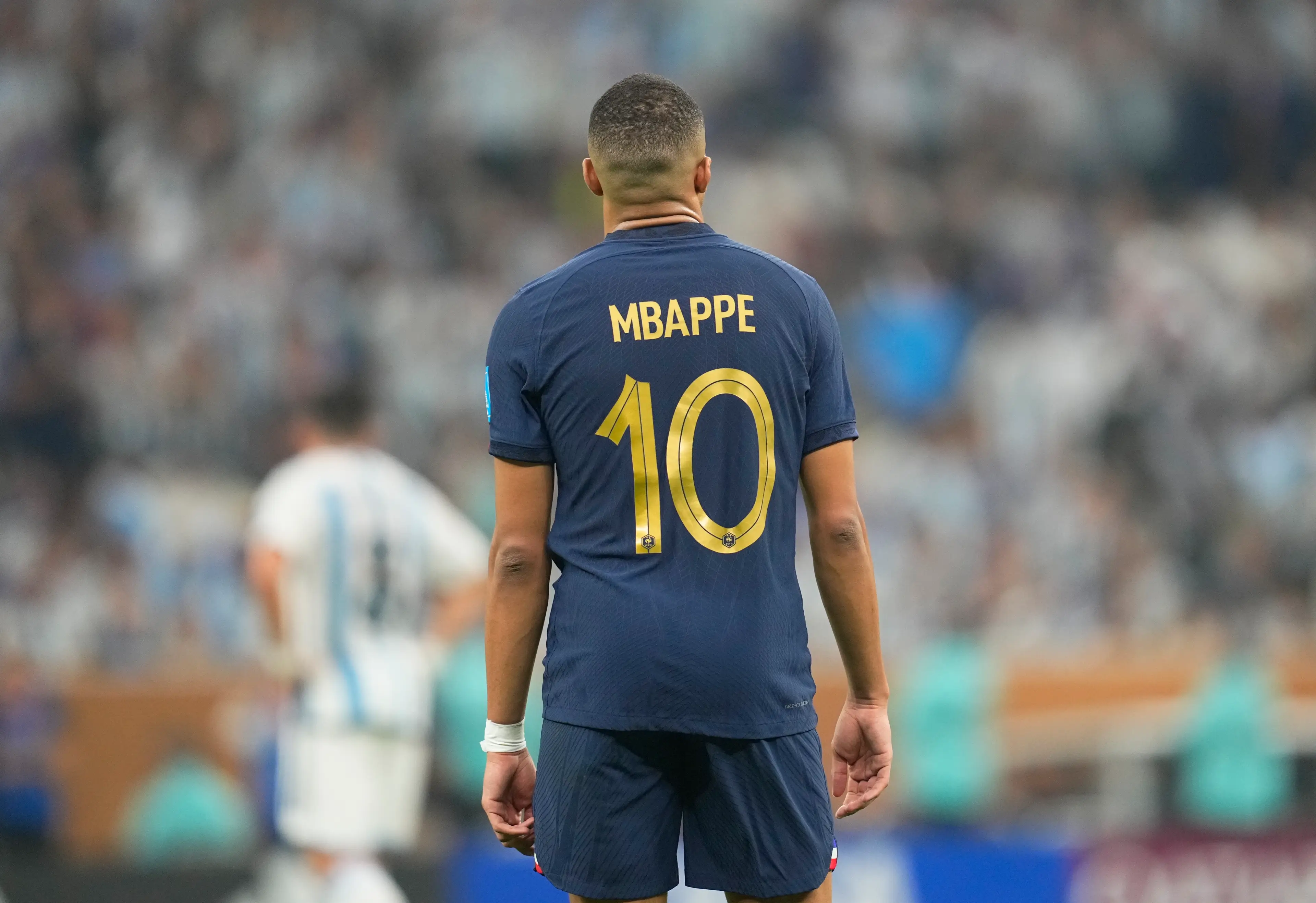 Kylian Mbappe wears the No.10 shirt for France. Image: Getty 