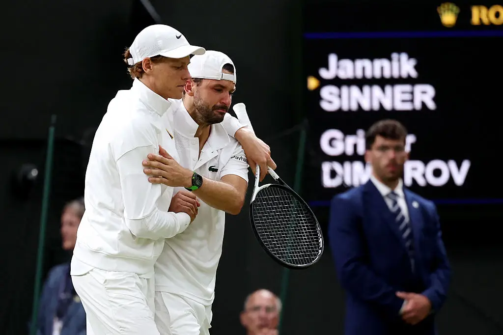Jannik Sinner helped Grigor Dimitrov at Wimbledon (Credit:Getty)