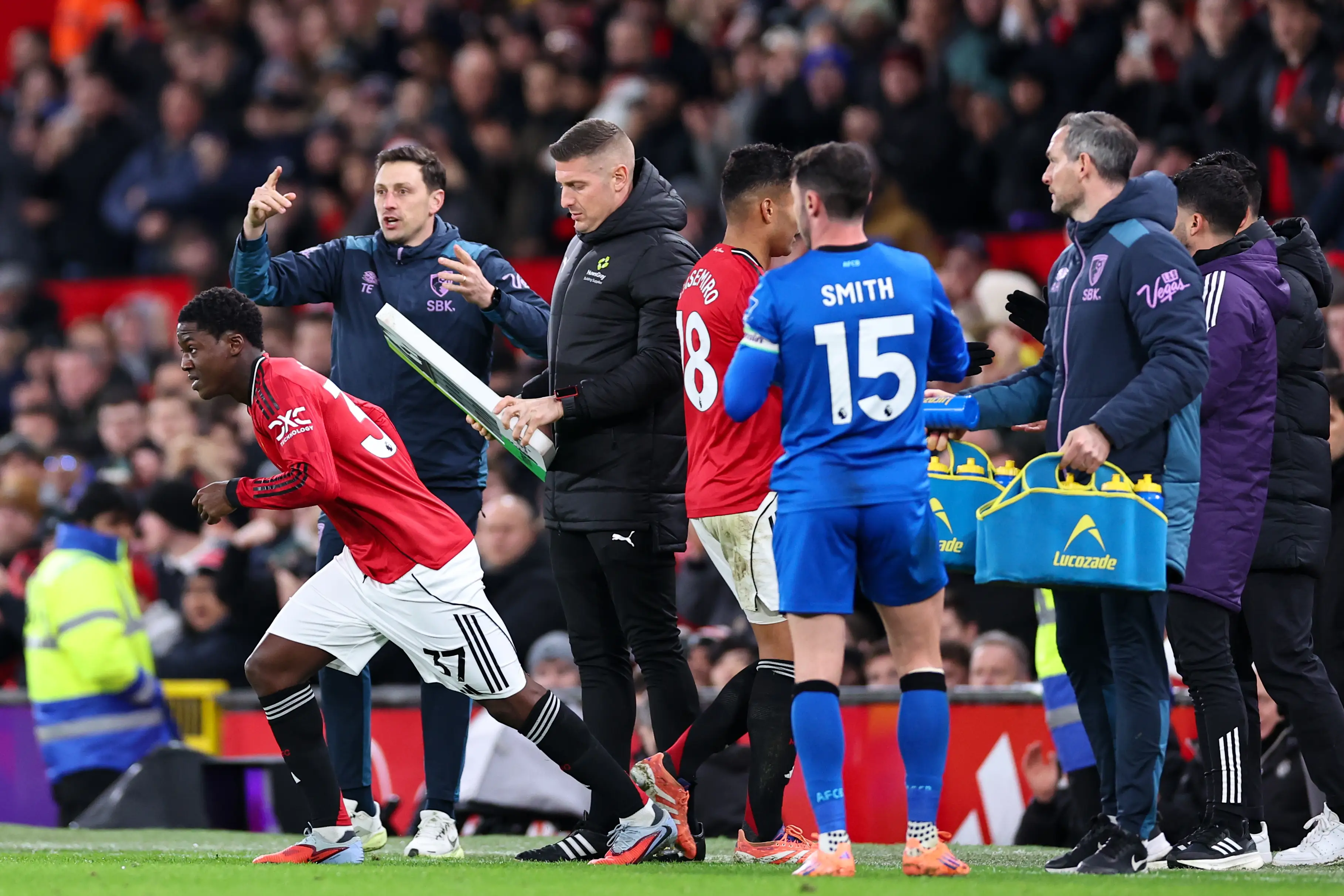 Mainoo replaced Casemiro in the 61st minute against Bournemouth. Image credit: Getty