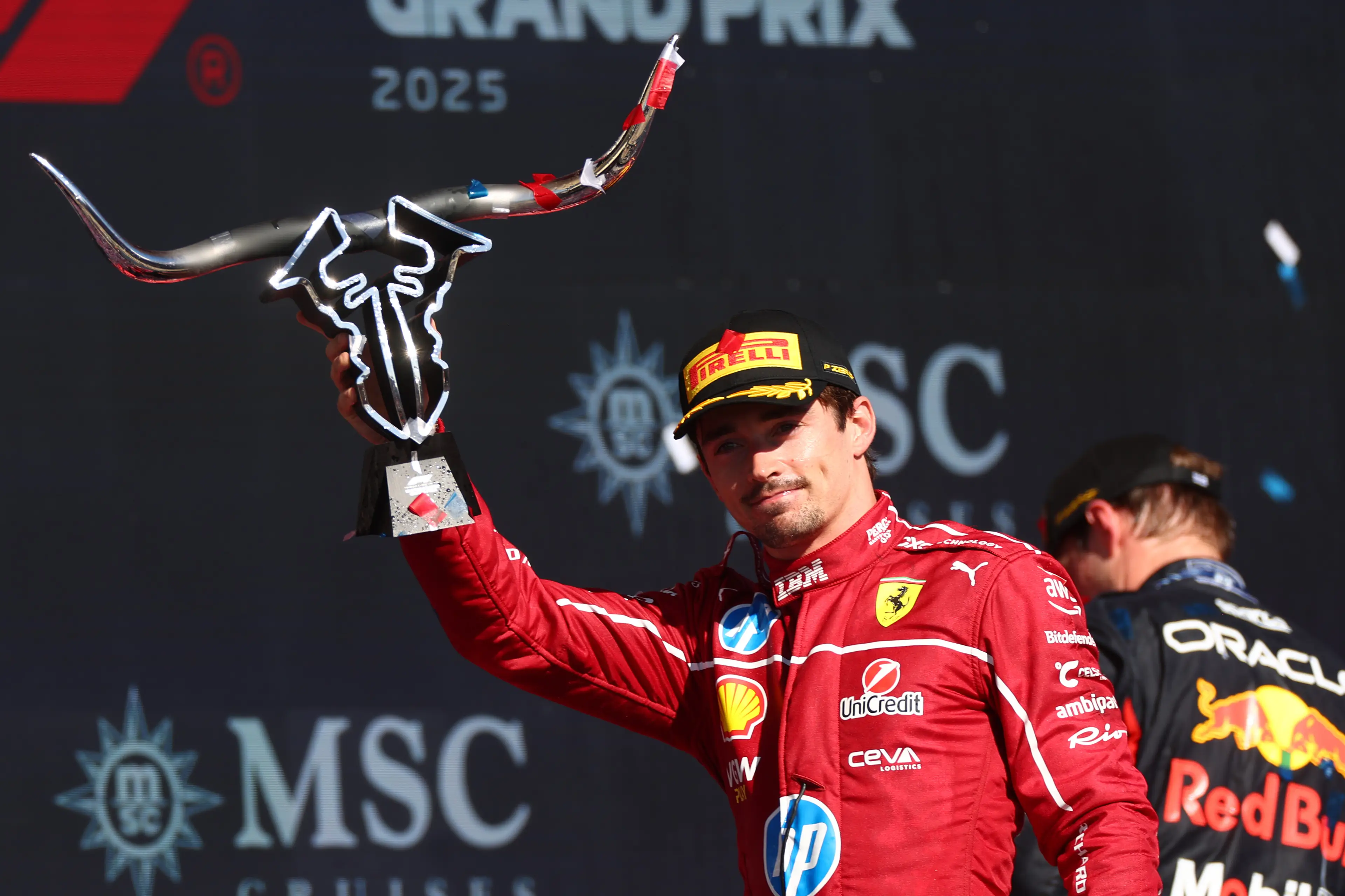 Charles Leclerc finished third at the US GP. (Image: Peter Fox / Stringer via Getty)