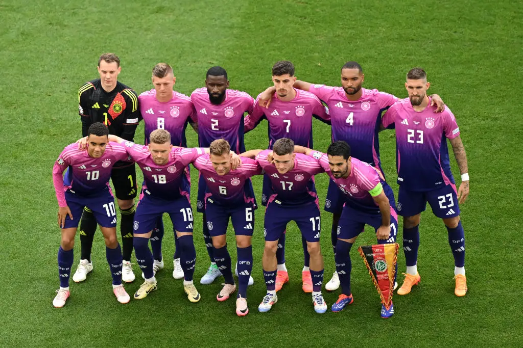 The Germany starting XI line up ahead of their Euro 2024 fixture against Hungary (