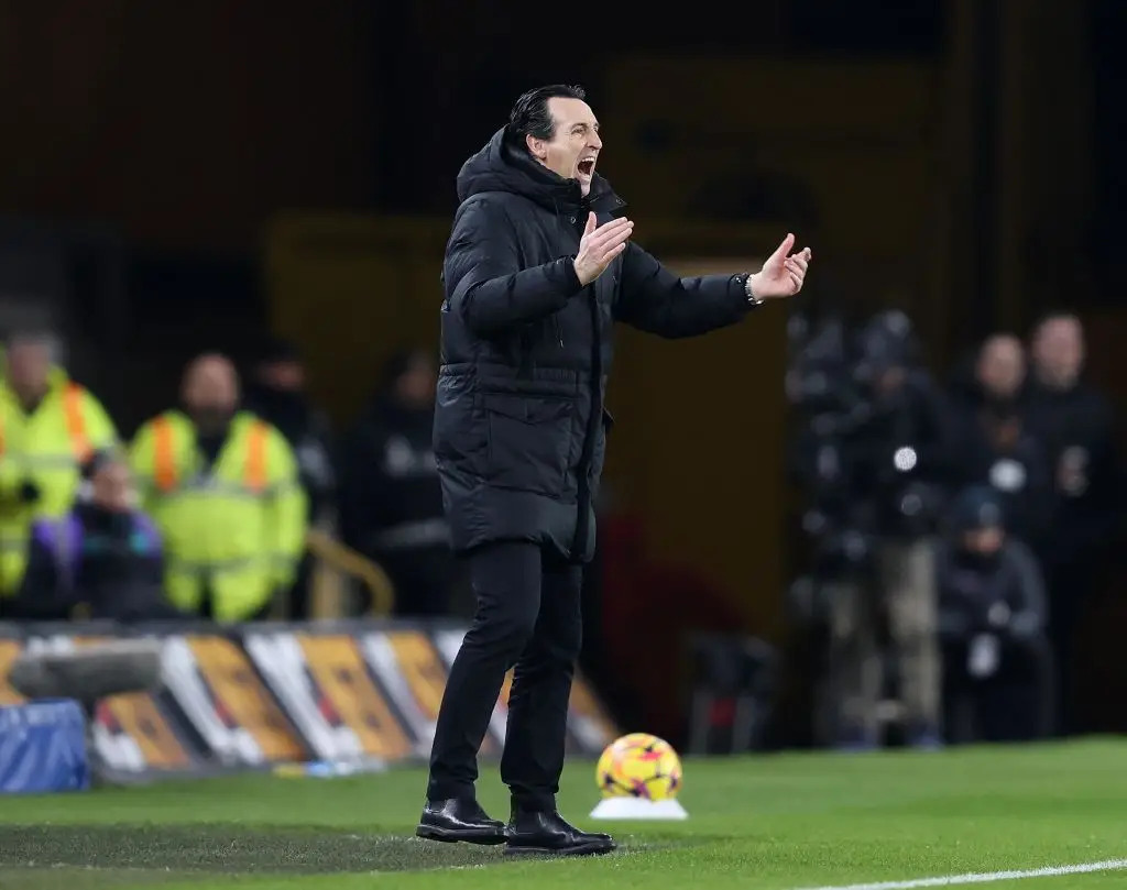 Aston Villa manager Unai Emery made his frustrations at the decision to disallow Malen's goal known. (Image: Getty)