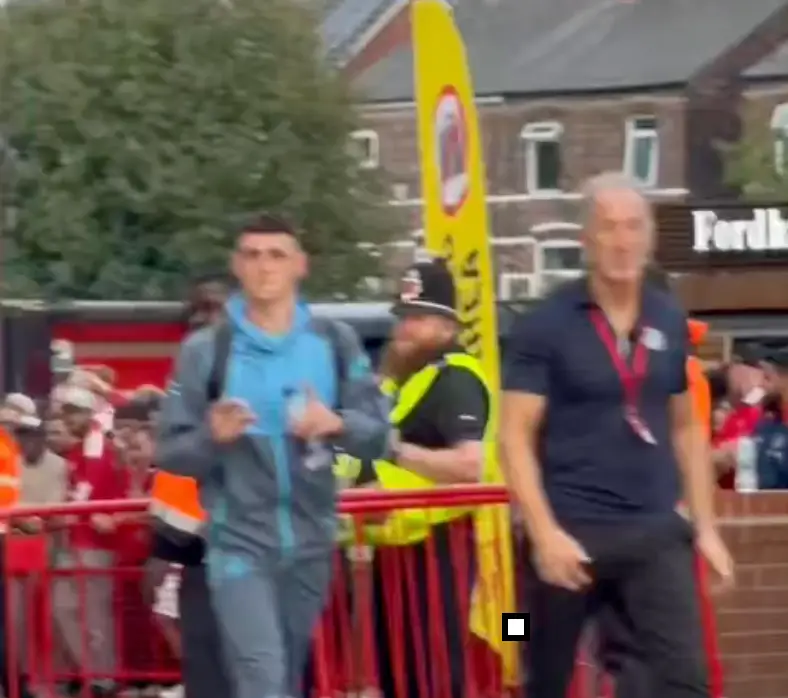 Phil Foden was spotted making the gesture after Sunday's full-time whistle. Image credit: X/@TheEyeTest_1