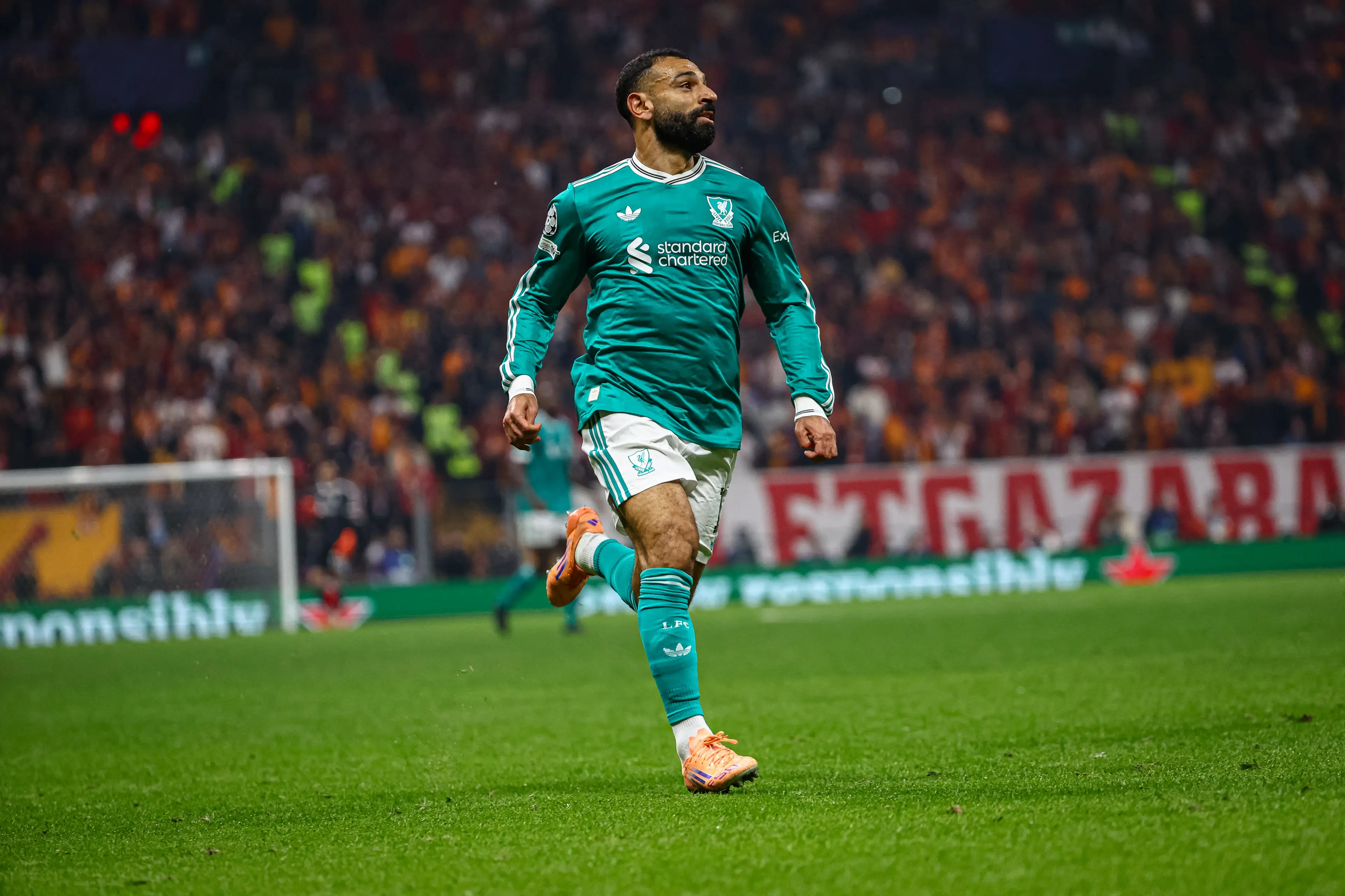 Mohamed Salah has a top speed of 34.3km/h in the Champions League this season. Image: Getty 