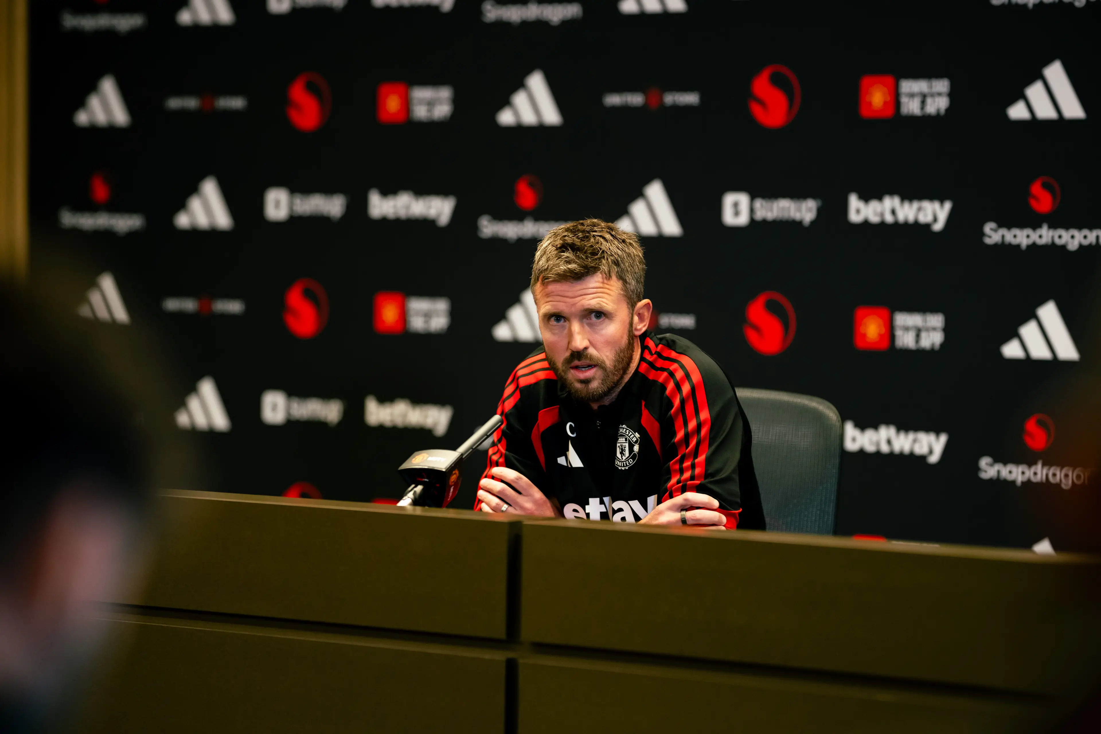Michael Carrick delivered a passionate speech in his latest press conference. Image credit: Getty