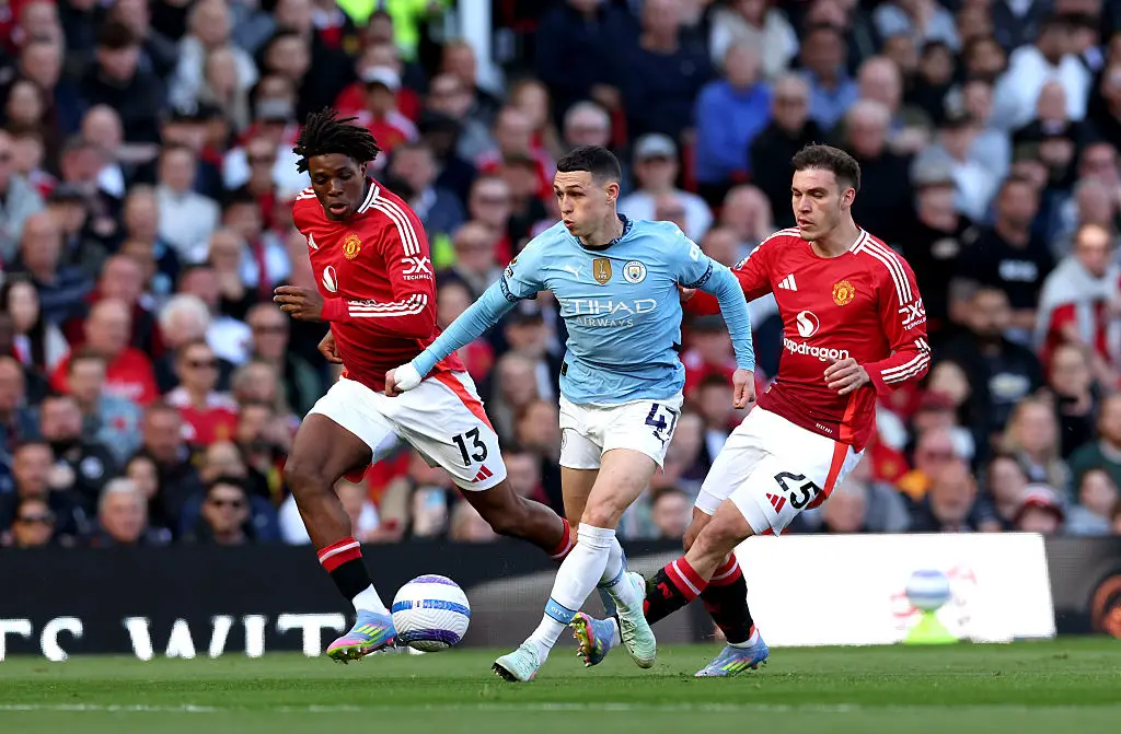 Phil Foden in action against Manchester United on Sunday (Credit:Getty)