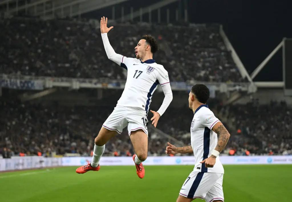 Curtis Jones scored England's third goal against Greece in the Nations League on Thursday. (Image: Getty)