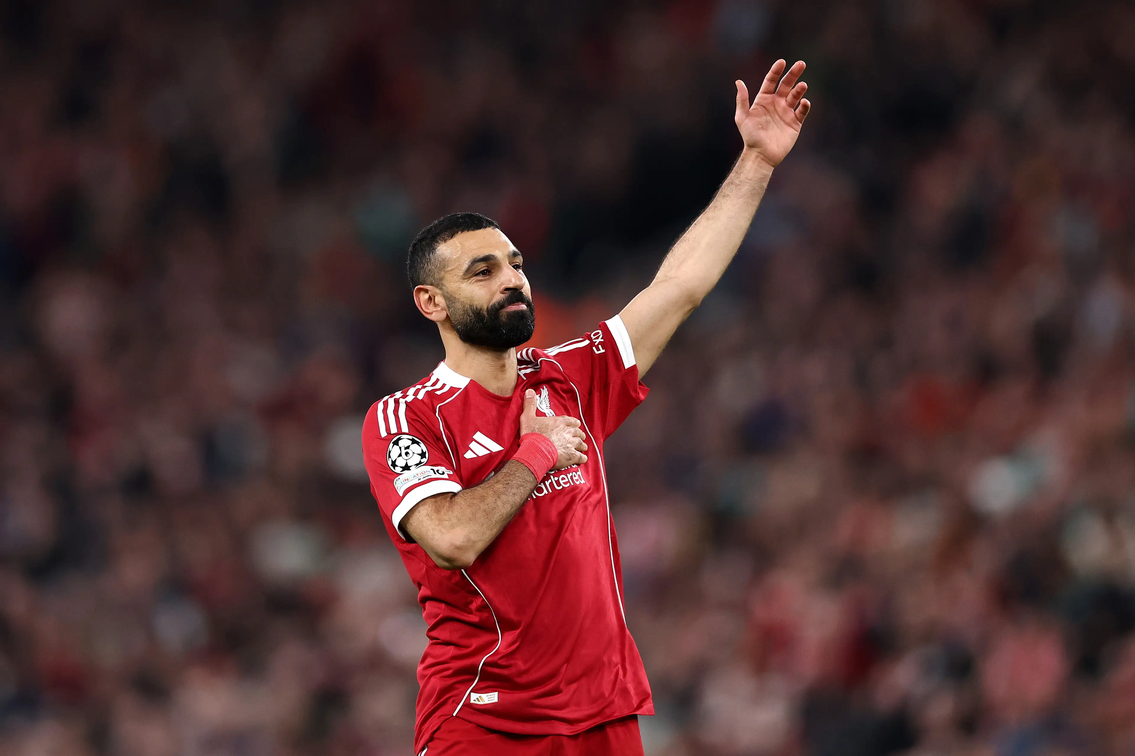Mo Salah will be a free agent in the summer after confirming his Liverpool exit. Image: Getty