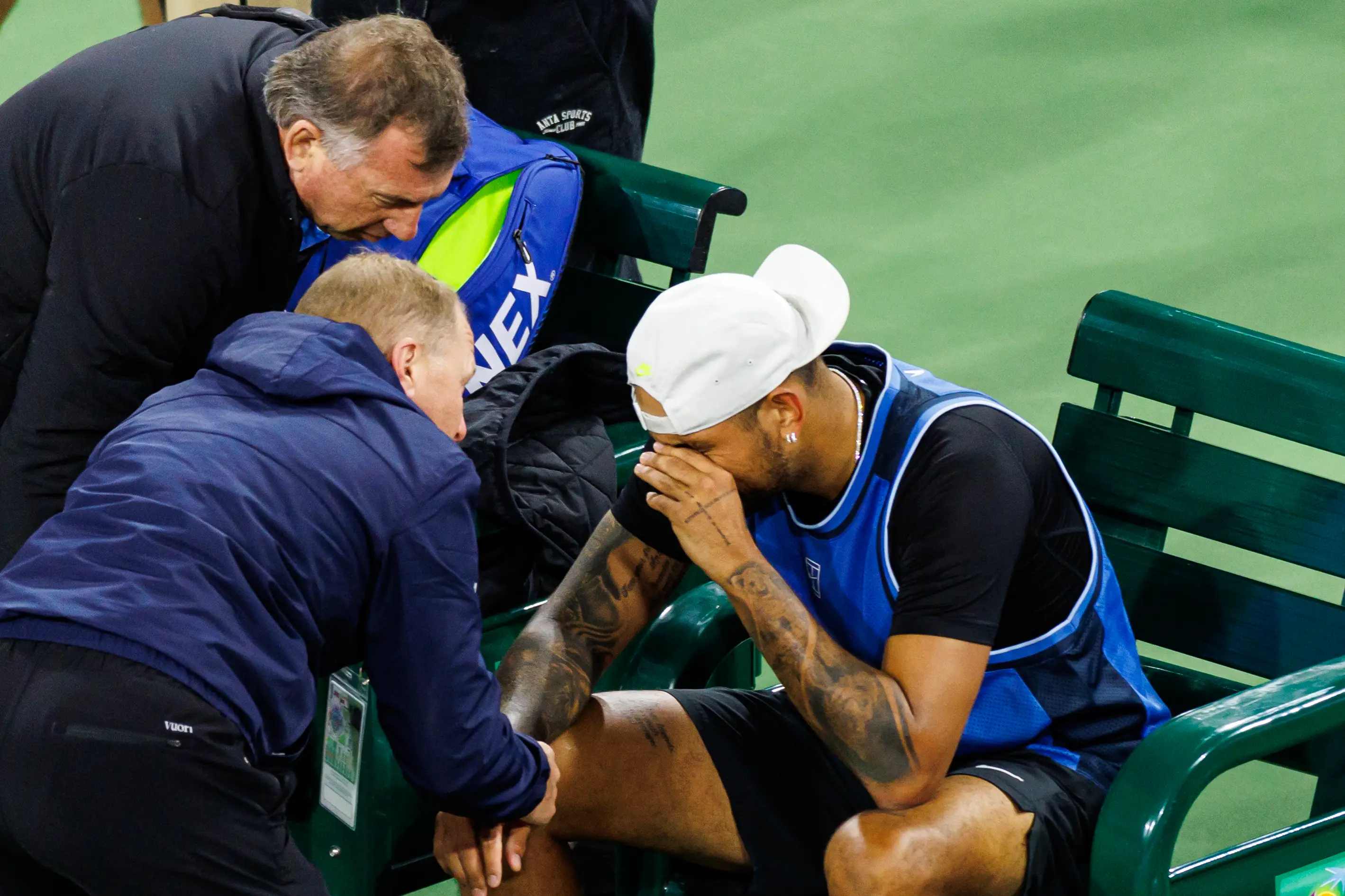 Nick Kyrgios was forced to retire against Botic van de Zandschulp at Indian Wells. Image: Getty