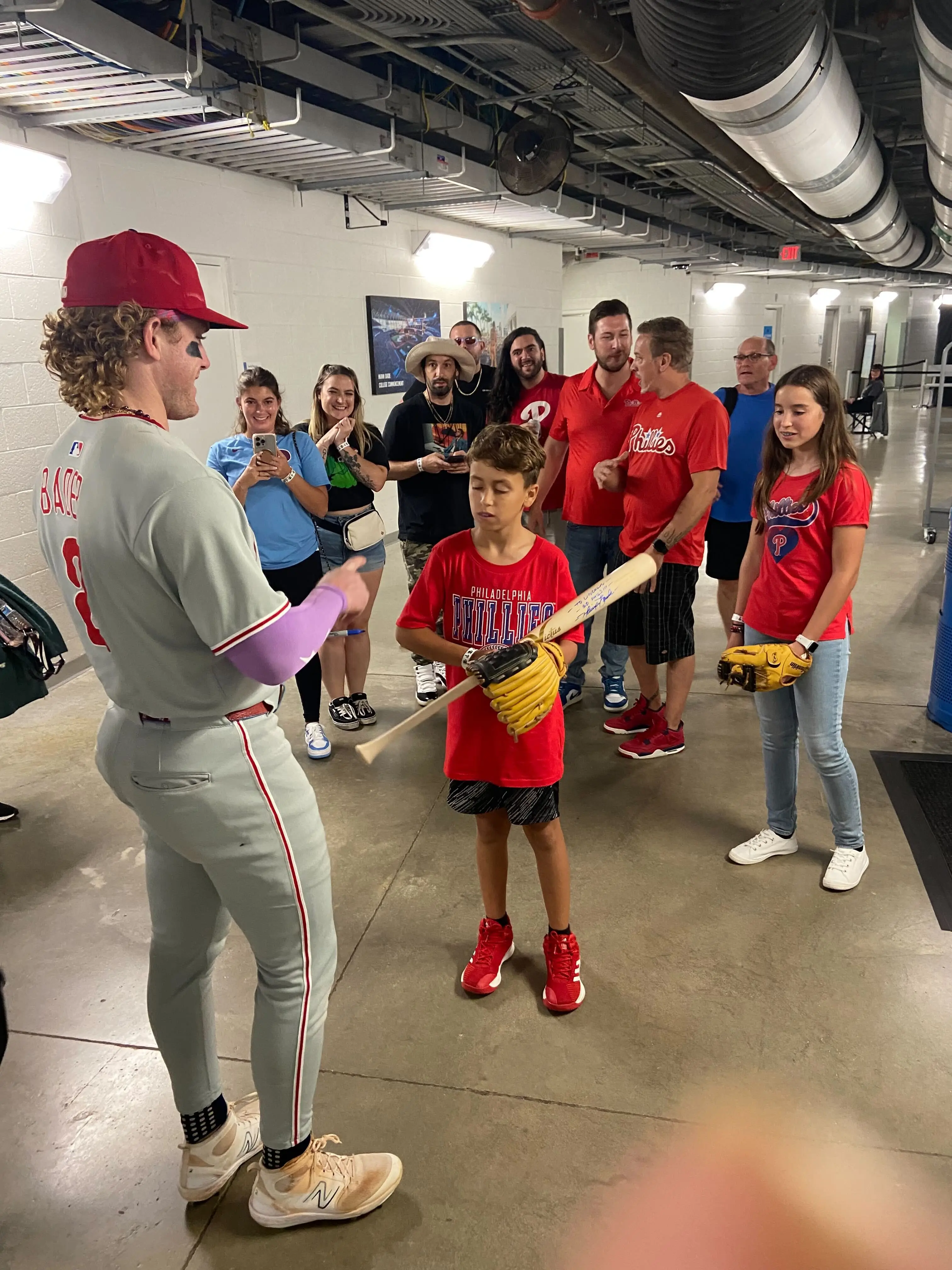 The young fan went home with a signed bat. Image: Philadelphia Phillies