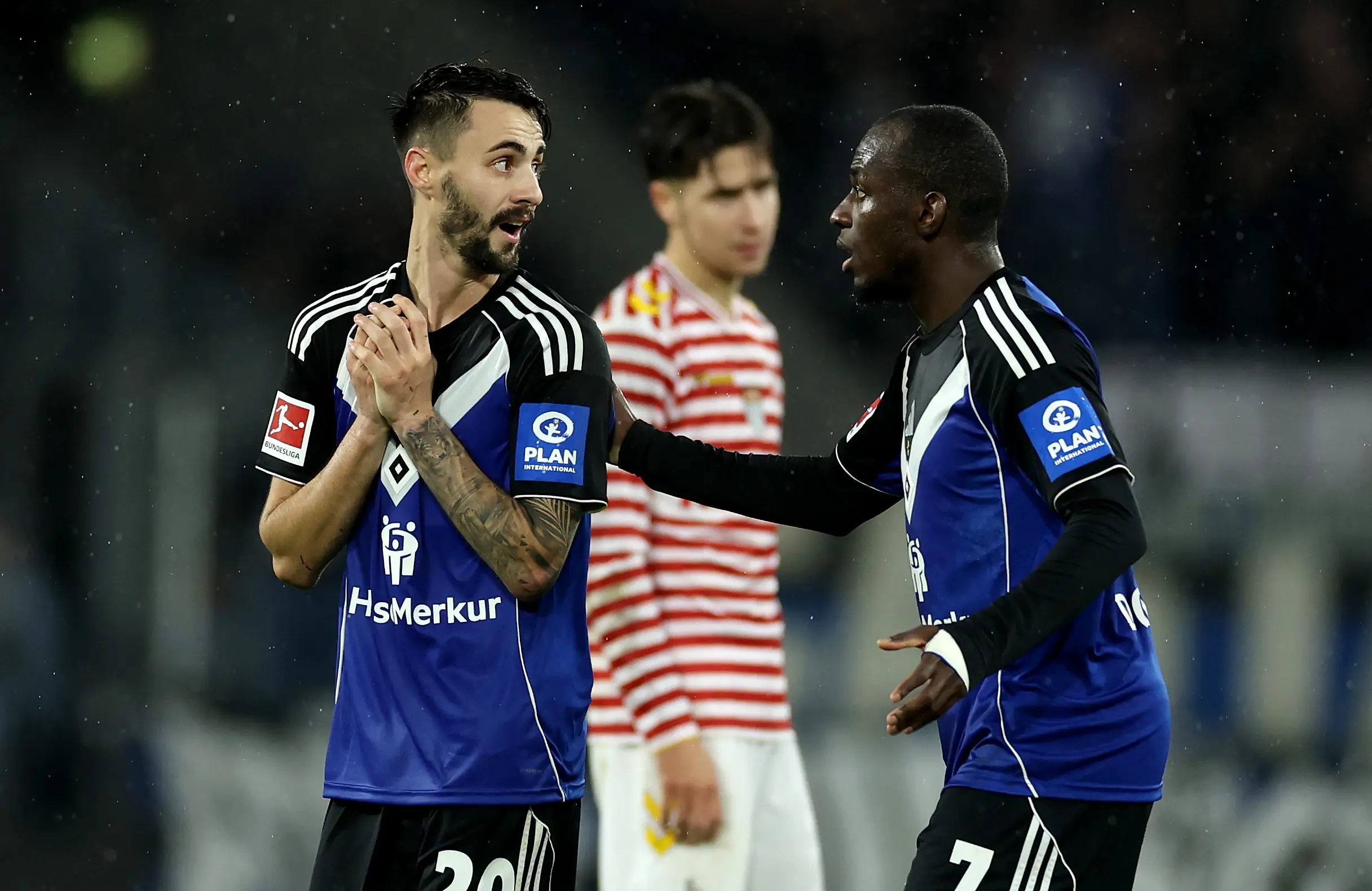 Fabio Vieira (L) has endured a tough start to life in Germany. Image: Getty