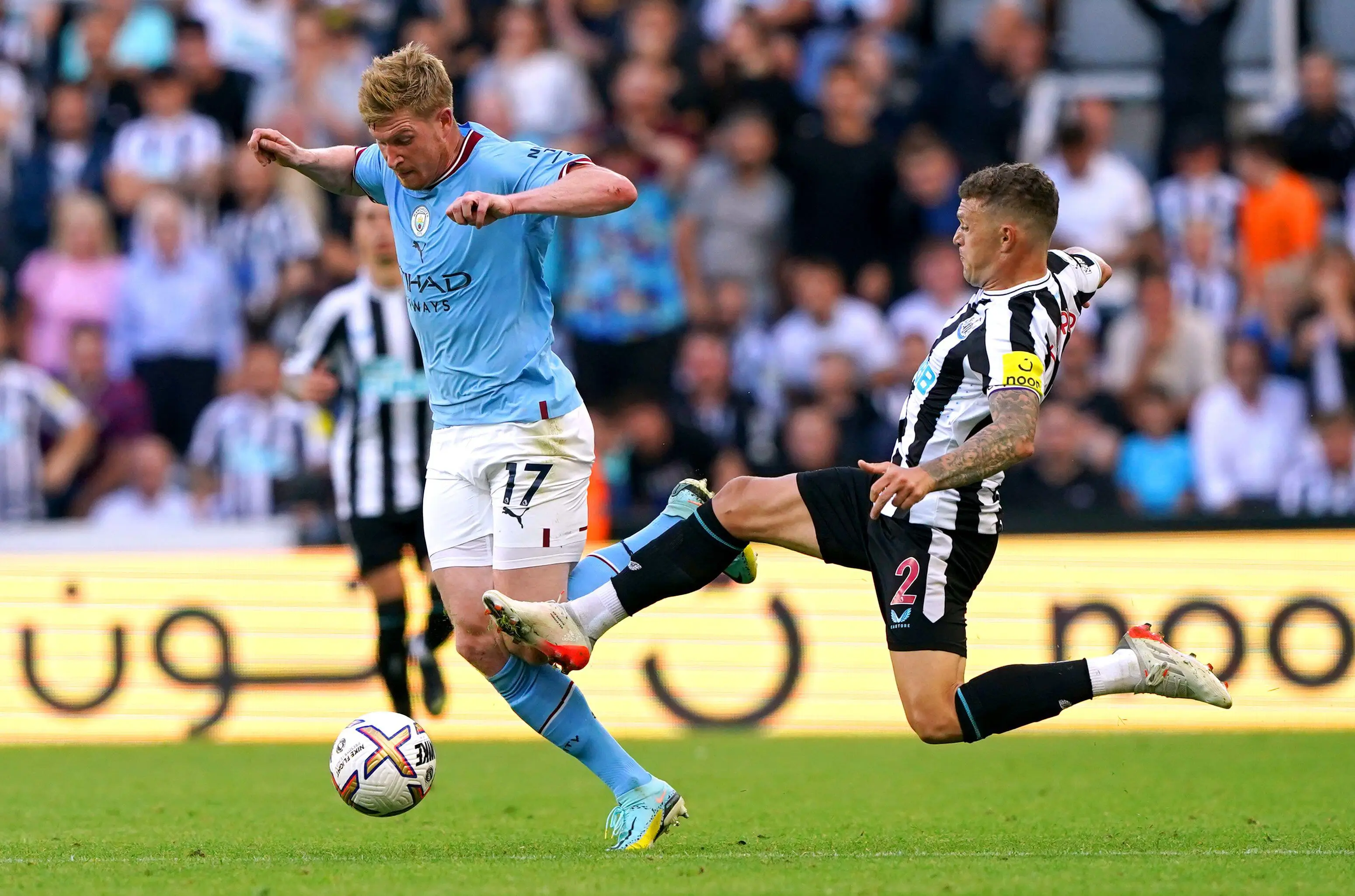 Kieran Trippier fouls Manchester City's Kevin De Bruyne (Image: PA Images/Alamy)